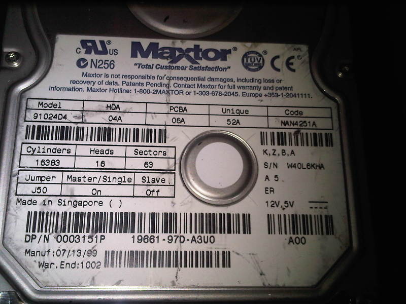 Seagate/Maxtor 10.2GB 91024d4 04A 06A 52A NAN4251A HDD