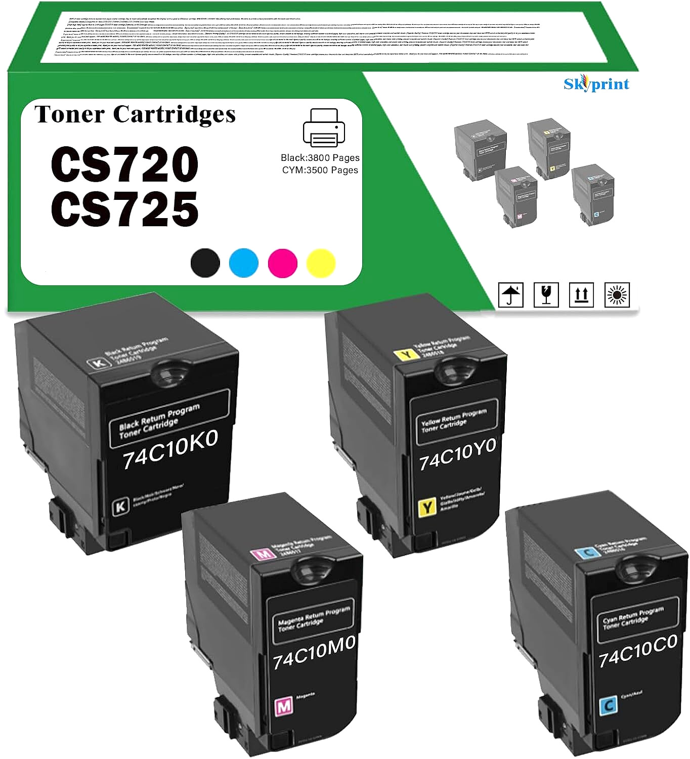 Toner Cartridge for Lexmark 74C10K0/74C10C0/74C10M0/74C10Y0 CS720, CS725 & CX725