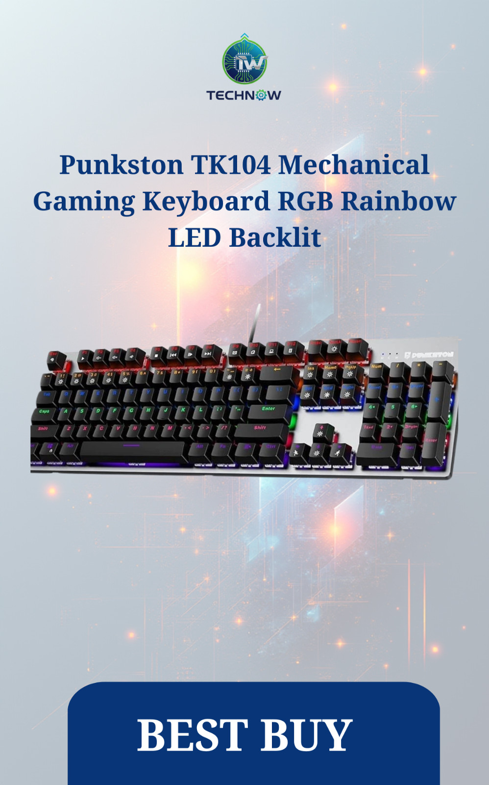 Punkston TK104 Mechanical Gaming Keyboard RGB Rainbow LED Backlit