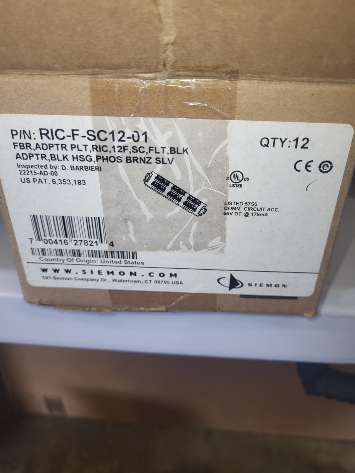RIC-F-SC12-01.  Fiber Adapter 6 Duplex. 