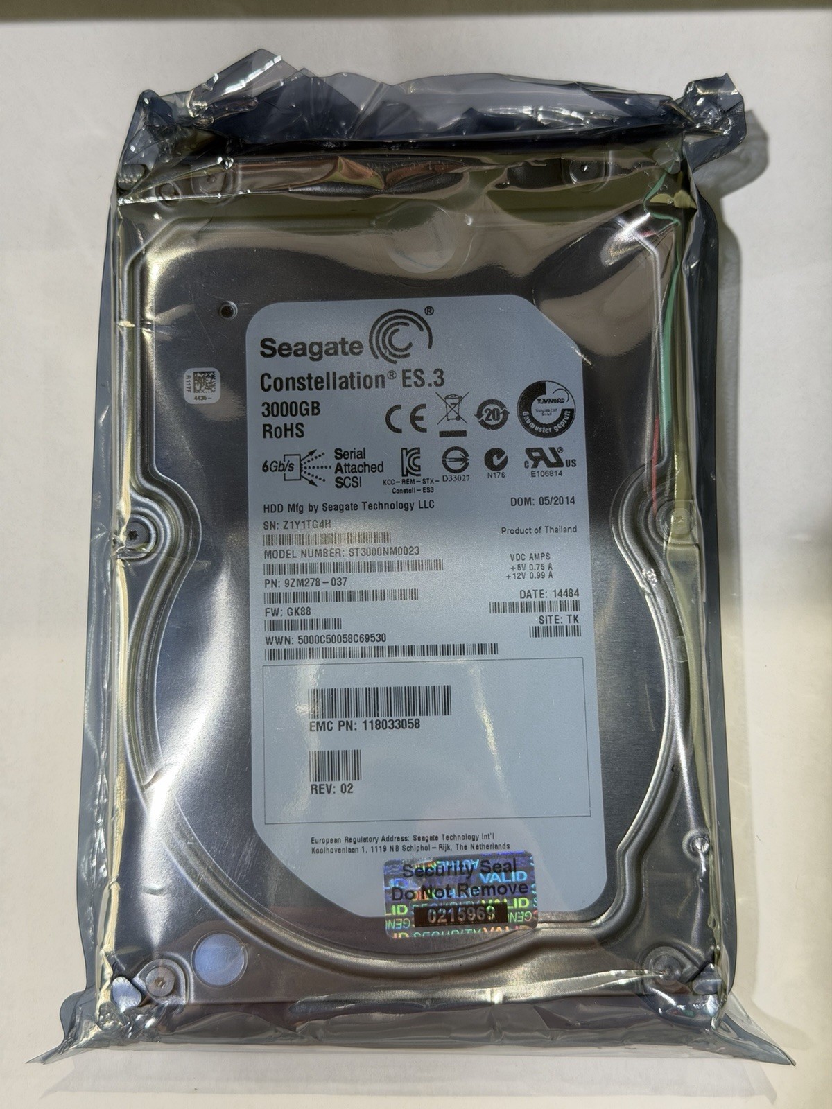 Seagate Constellation ES.3 3TB ST3000NM0023 SAS 6Gb/s 7200RPM 128MB