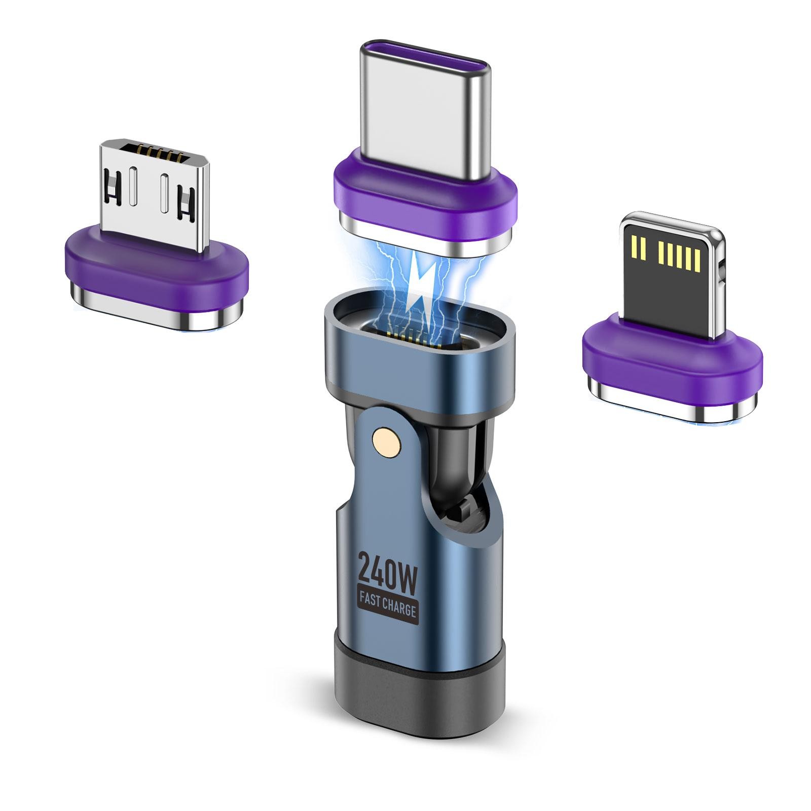 Fast Charging Type-c Converter Uslion 240w Magnetic Usb-c Adapter 180° Rotation¢