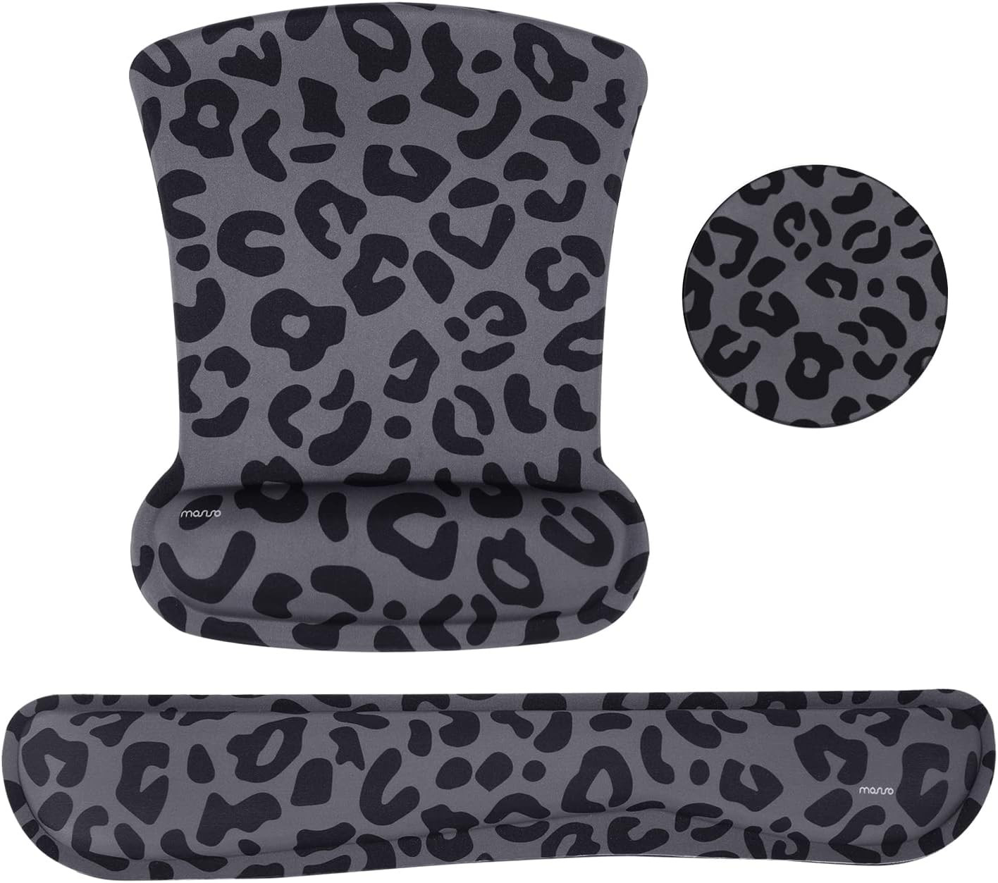 Wrist Rest Support for Mouse Pad&Keyboard Set, Leopard Grain Ergonomic Mousepad&