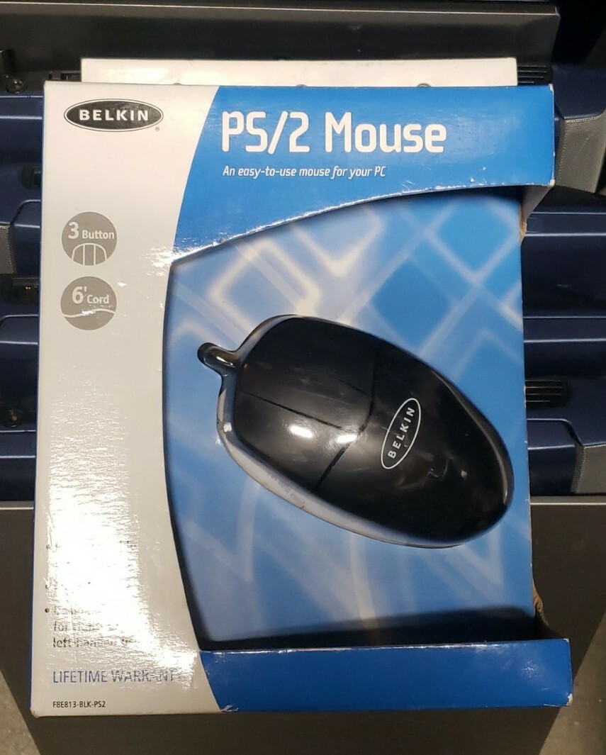Case of 10 New Belkin PS/2 Mouse in Retail Packaging - F8E813-BLK-PS2