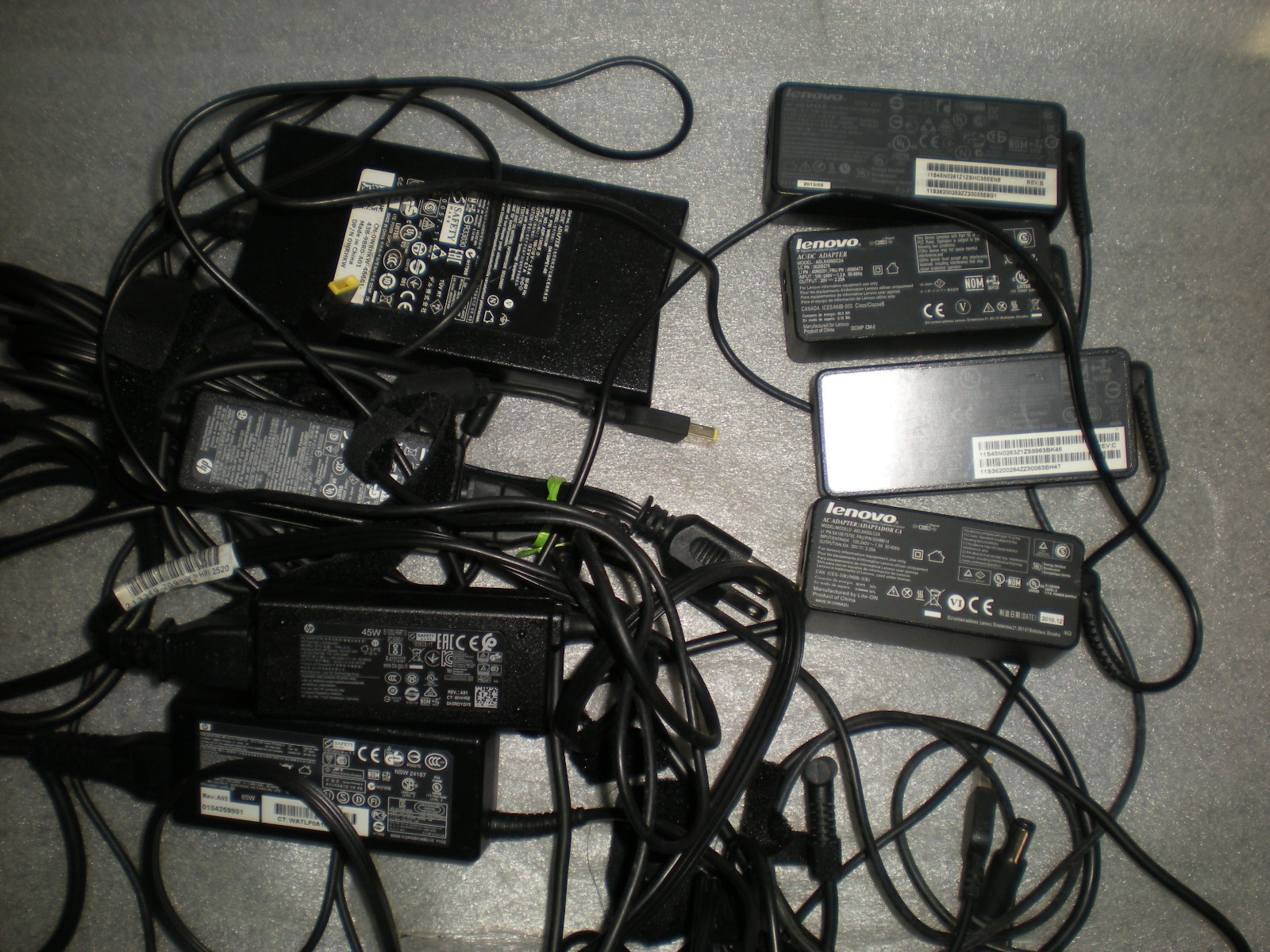 OEM Genuine Lot of 8 Mixed LENOVO HP DELL Laptop Power Supply Adapter Charger