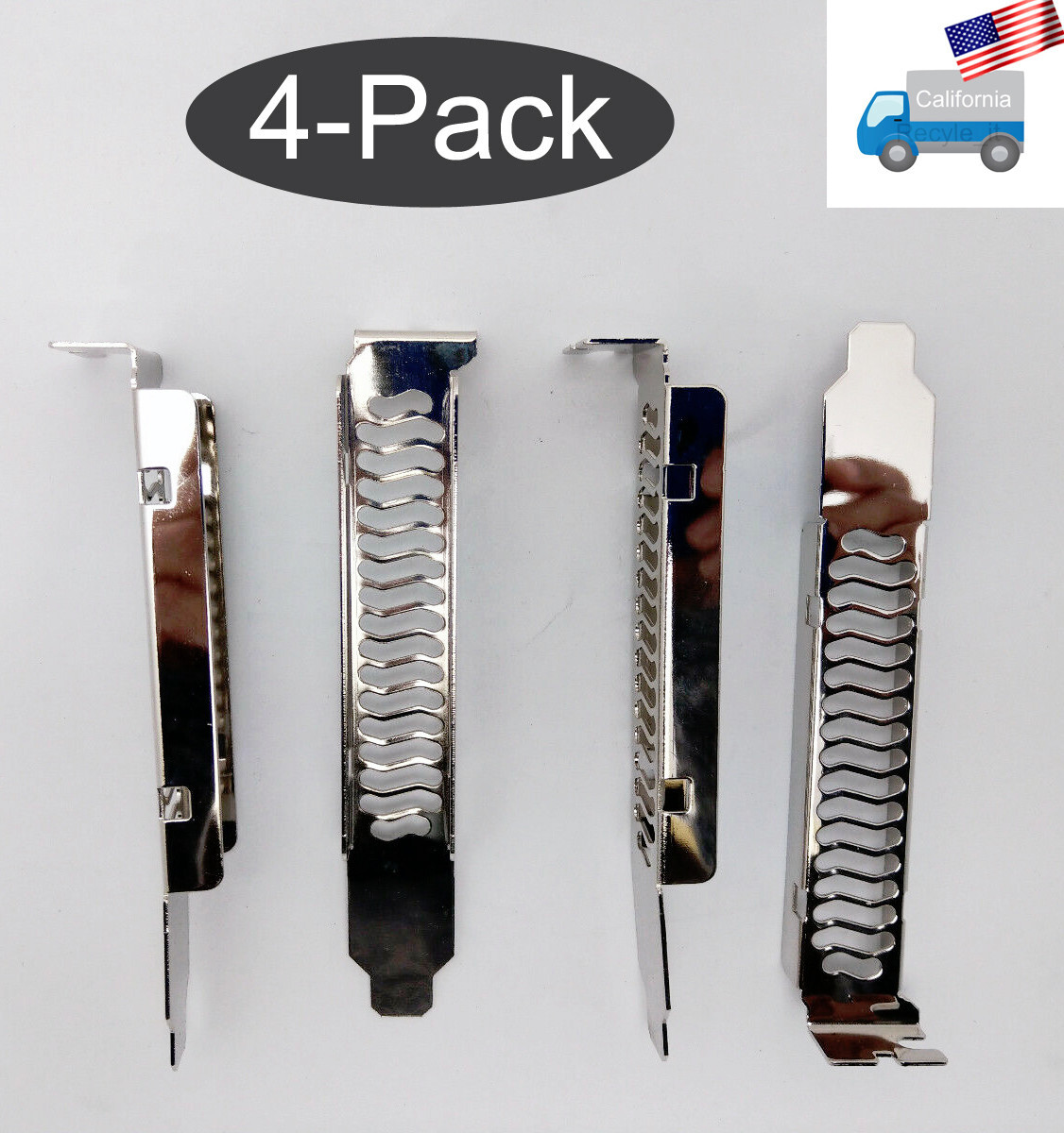 4-Pack: NEW Chrome PC Case Air Vented PCI Addon Card Expansion Slot Cover Plates