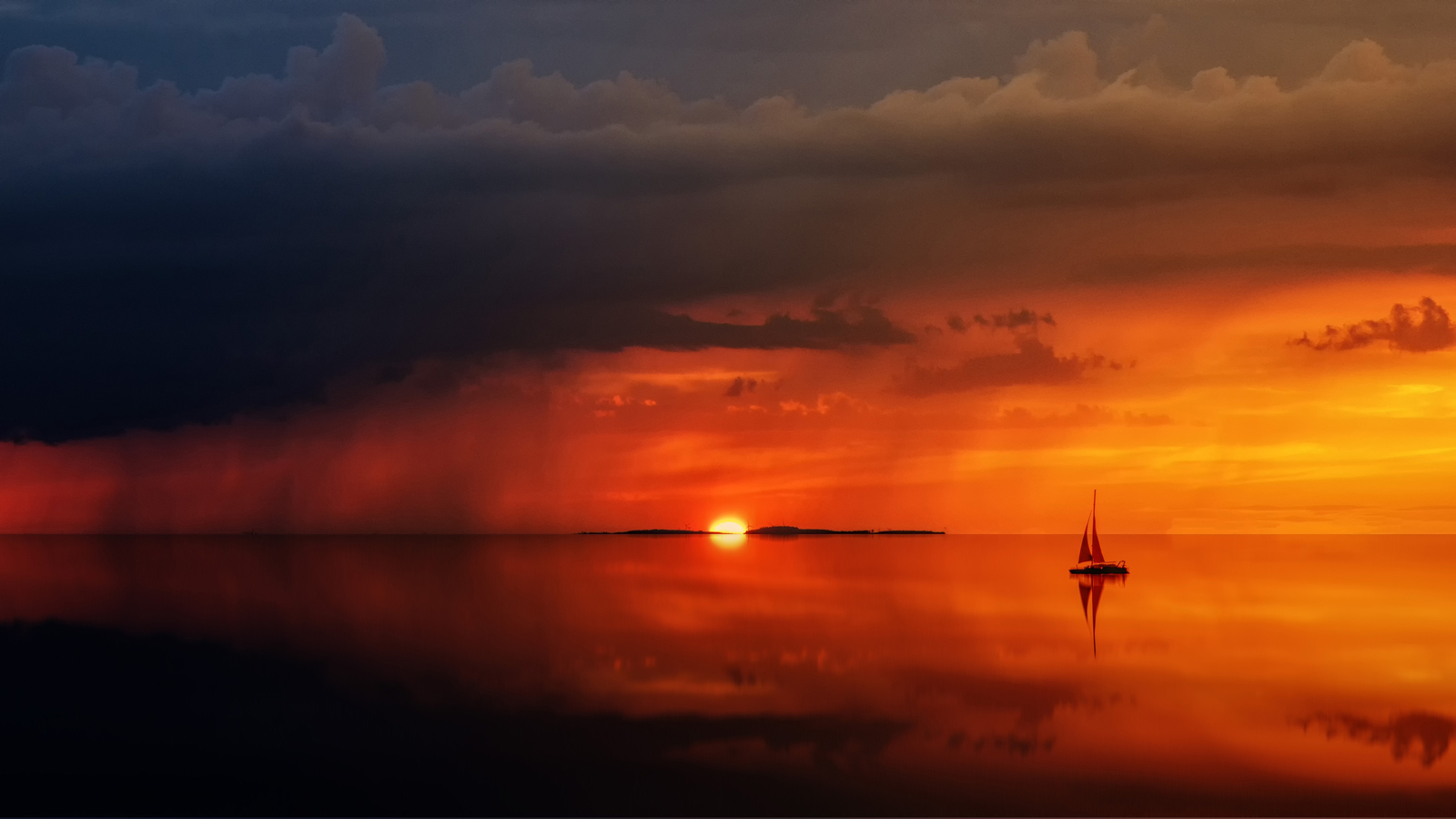 Landscape sunset water sea sailing ship low Custom Gaming Mat Desk