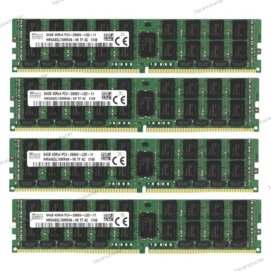 SK Hynix 256GB（4 x 64GB ）2666MHz REG ECC RAM DDR4 DIMM PC4-21300 Server Memory