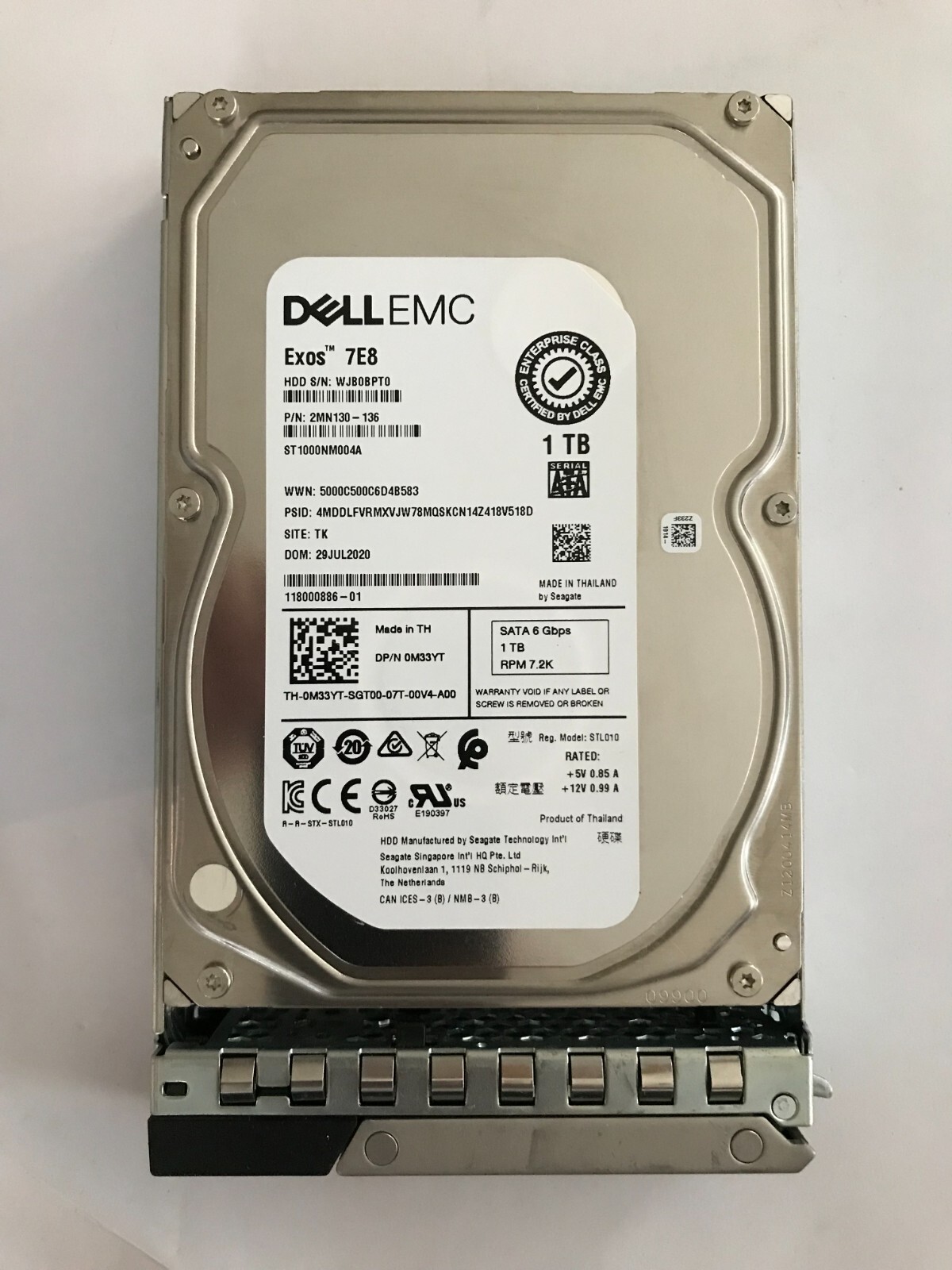 M33YT DELL SEAGATE ST1000NM004A 1TB 7.2K SATA 3.5" 6Gb/s HDD 14G KIT 0M33YT T350