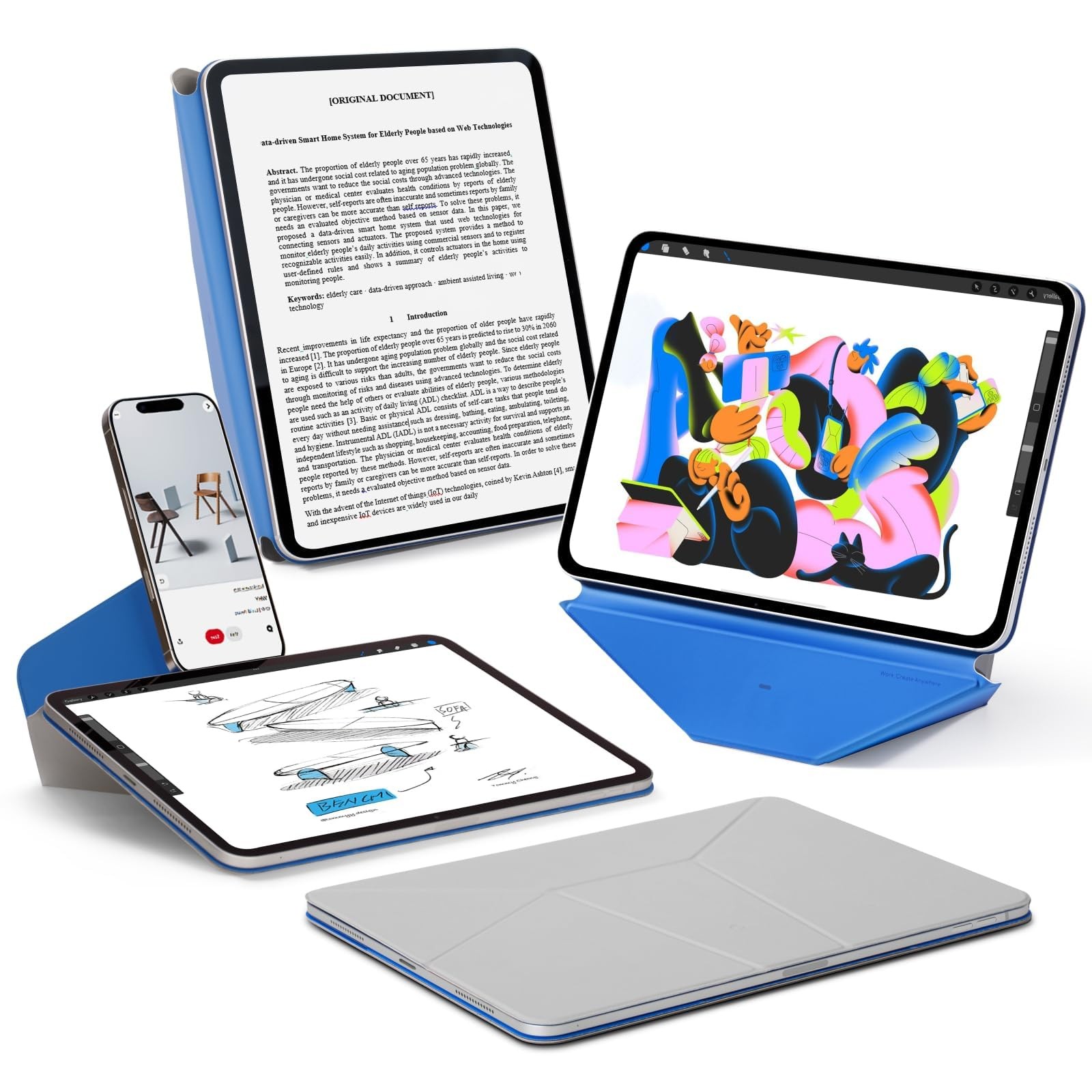 MOFT Dynamic Folio Case iPad Pro 11 inch M4 M5 2024 2025 Blue Gray Multi-Angle