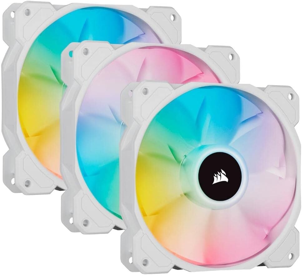 3 Corsair SP120 RGB Pro Performance 120mm White PWM Fan With RGB Controller