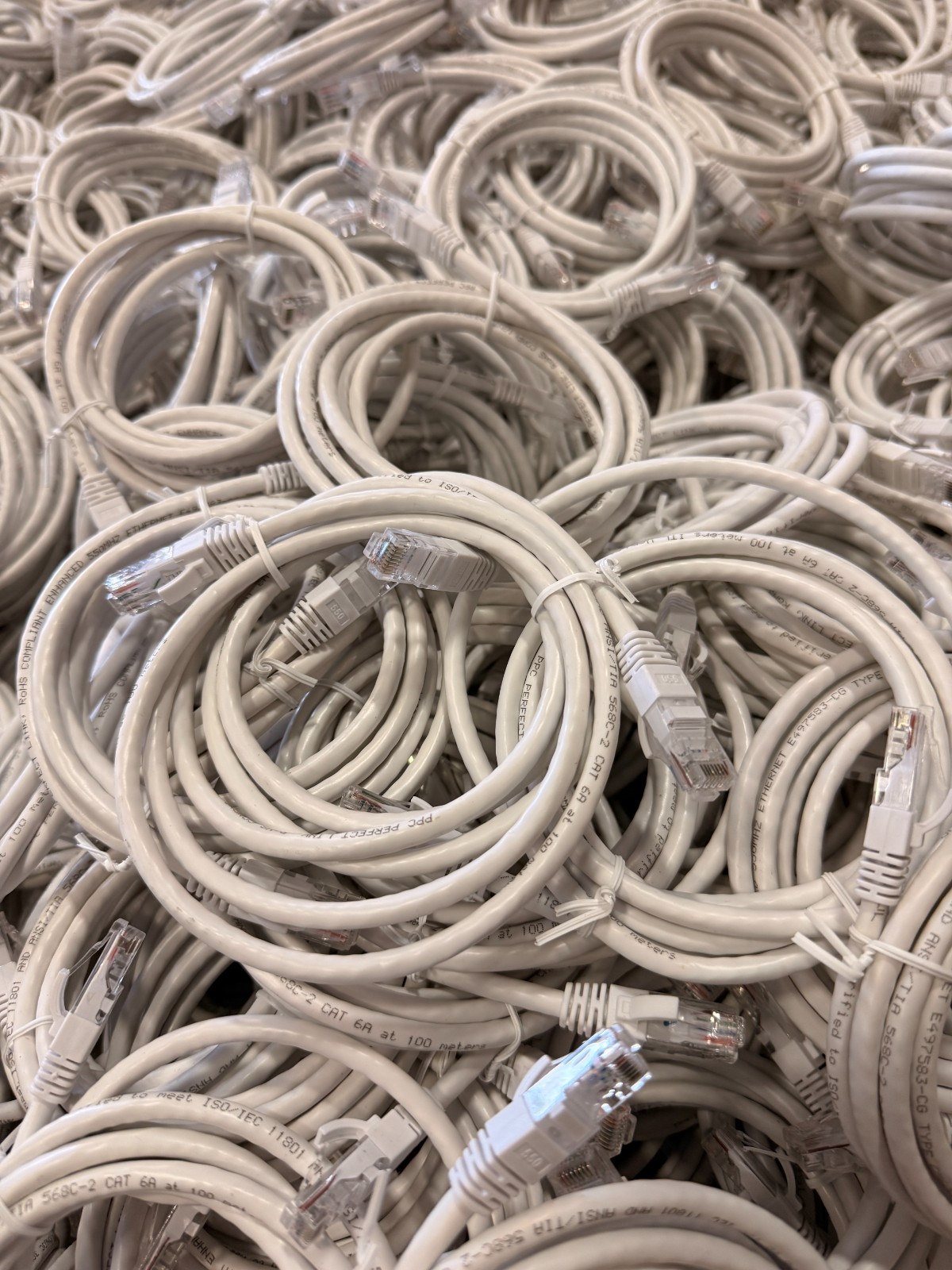 Perfect Link Lot of 10x6ft Cat 6a Cable White-550MHz Ethernet NEW