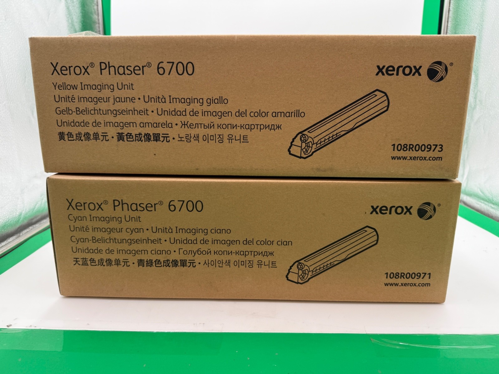 LOT OF 2-Genuine New Sealed Xerox Phaser 6700-CYAN 108R00971 & YELLOW 108R00973