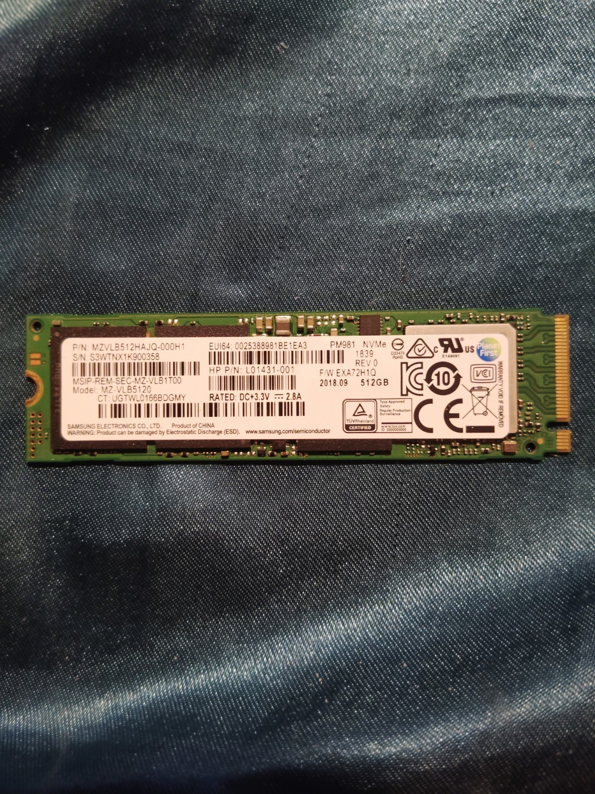 Samsung PM981 512GB Solid State Drive (MZ-VLB5120)