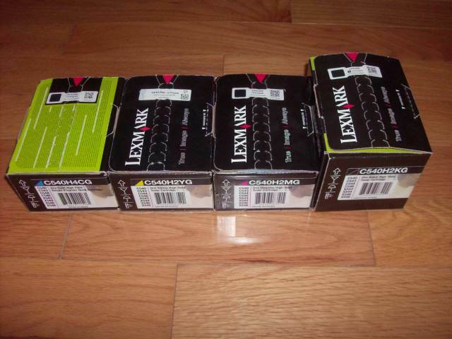 SET 4 GENUINE LEXMARK C540-C546 HI-YLD TONER C540H4CG C540H2YG C540H2MG C540H2KG