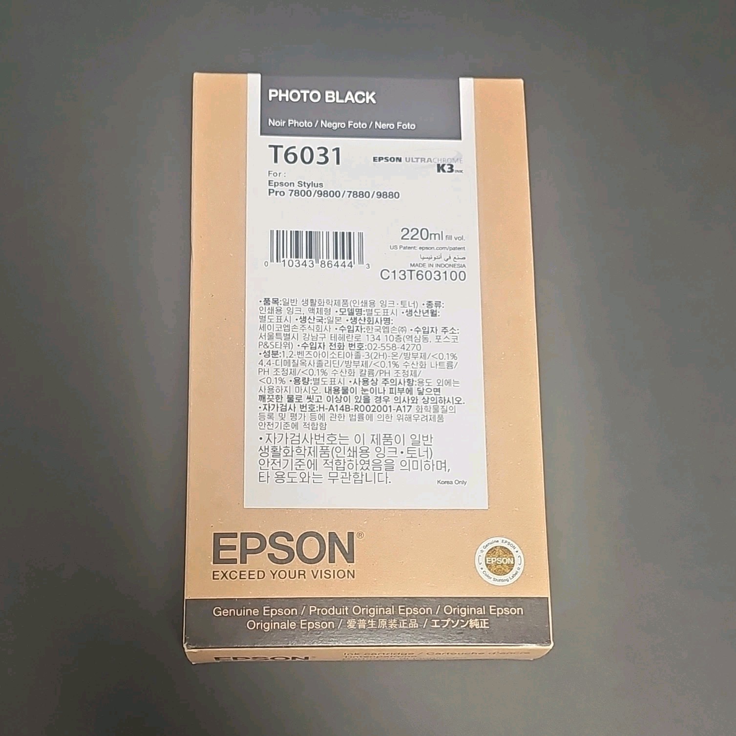 Epson Genuine Photo Black Inkjet Cartridge T6031 C13T603100 Pro 7800 9800