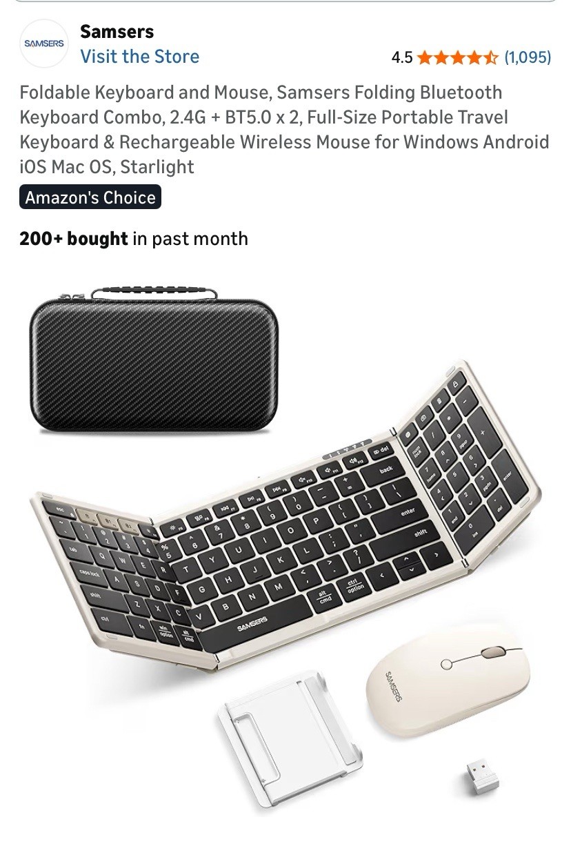 Samsers Foldable Keyboard and Mouse Samsers Folding Bluetooth Keyboard Combo