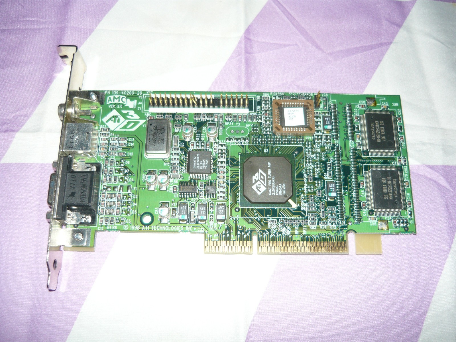Vintage AMC ATI 3D Rage Pro Turbo Video Card AGP 4MB TV Out Used