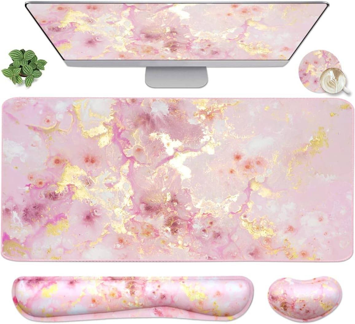 4-in-1 Large Gaming Mouse Pad, Keyboard Wrist Rest Pad & Wrist Support Mousepad 