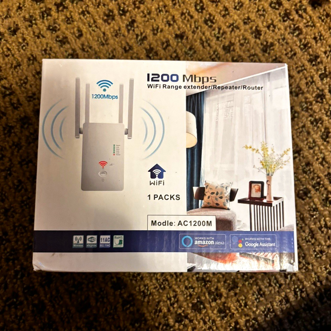 AC1200M 1200Mbps Dual-Band 2.4/5GHz WiFi Range Extender White RJ-45