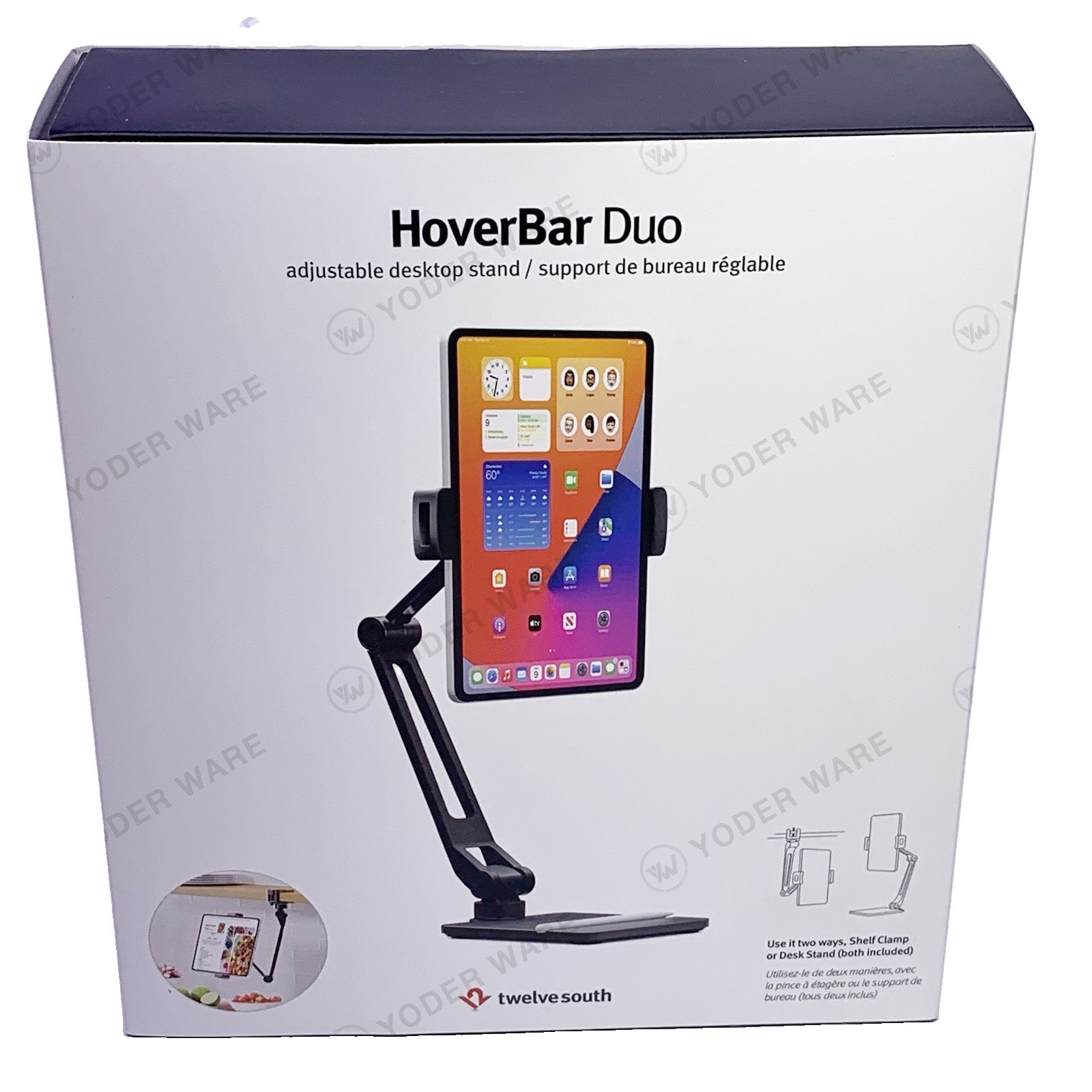 Twelve South HoverBar Duo 12-2143 Adjustable Stand Clamp iPad Tablet Black NEW