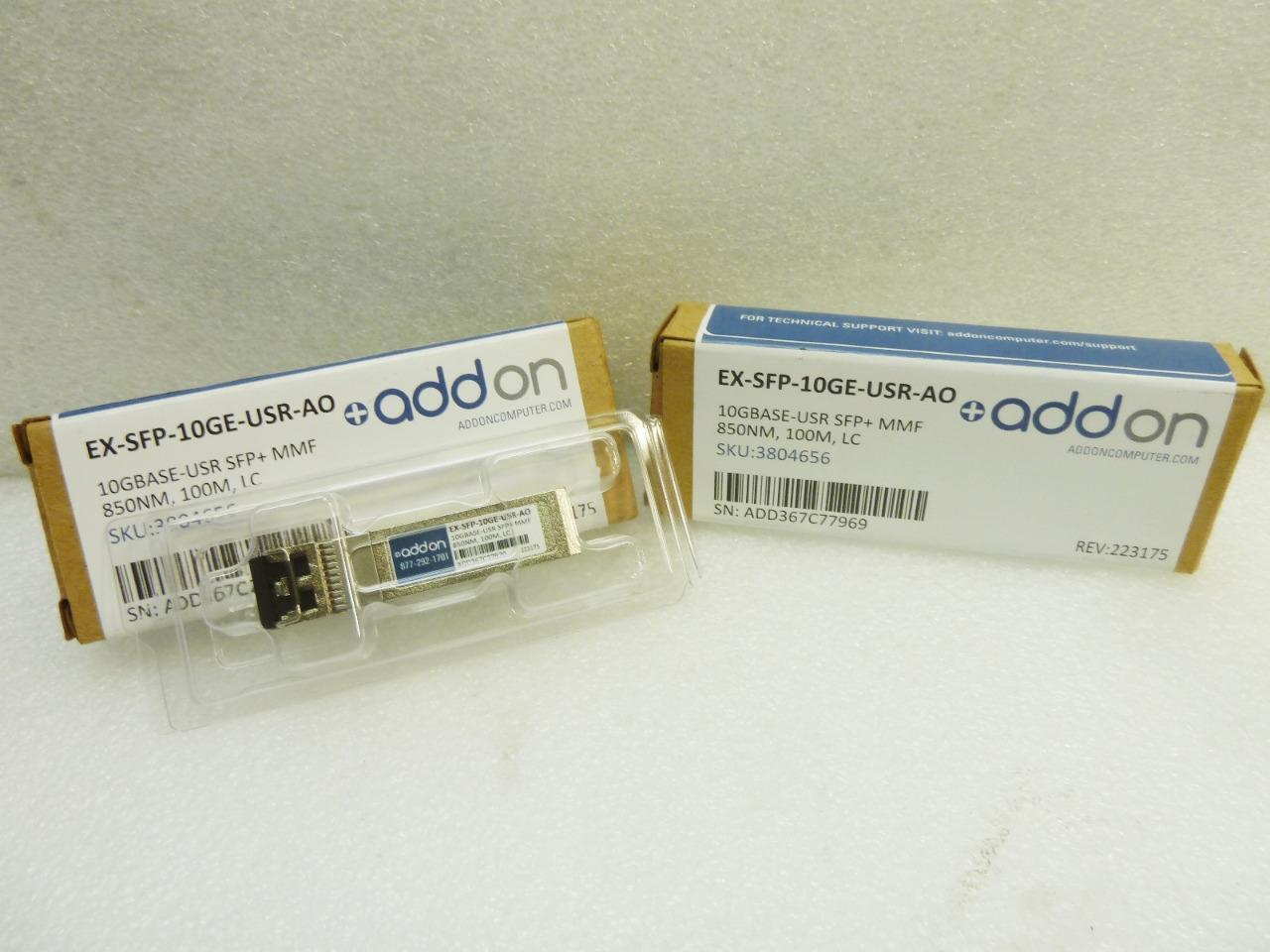 2x ADDON 10GBASE-USR SFP+ MMF 850NM, 100M, LC, Transeciever | EX-SFP-10GE-USR-AO