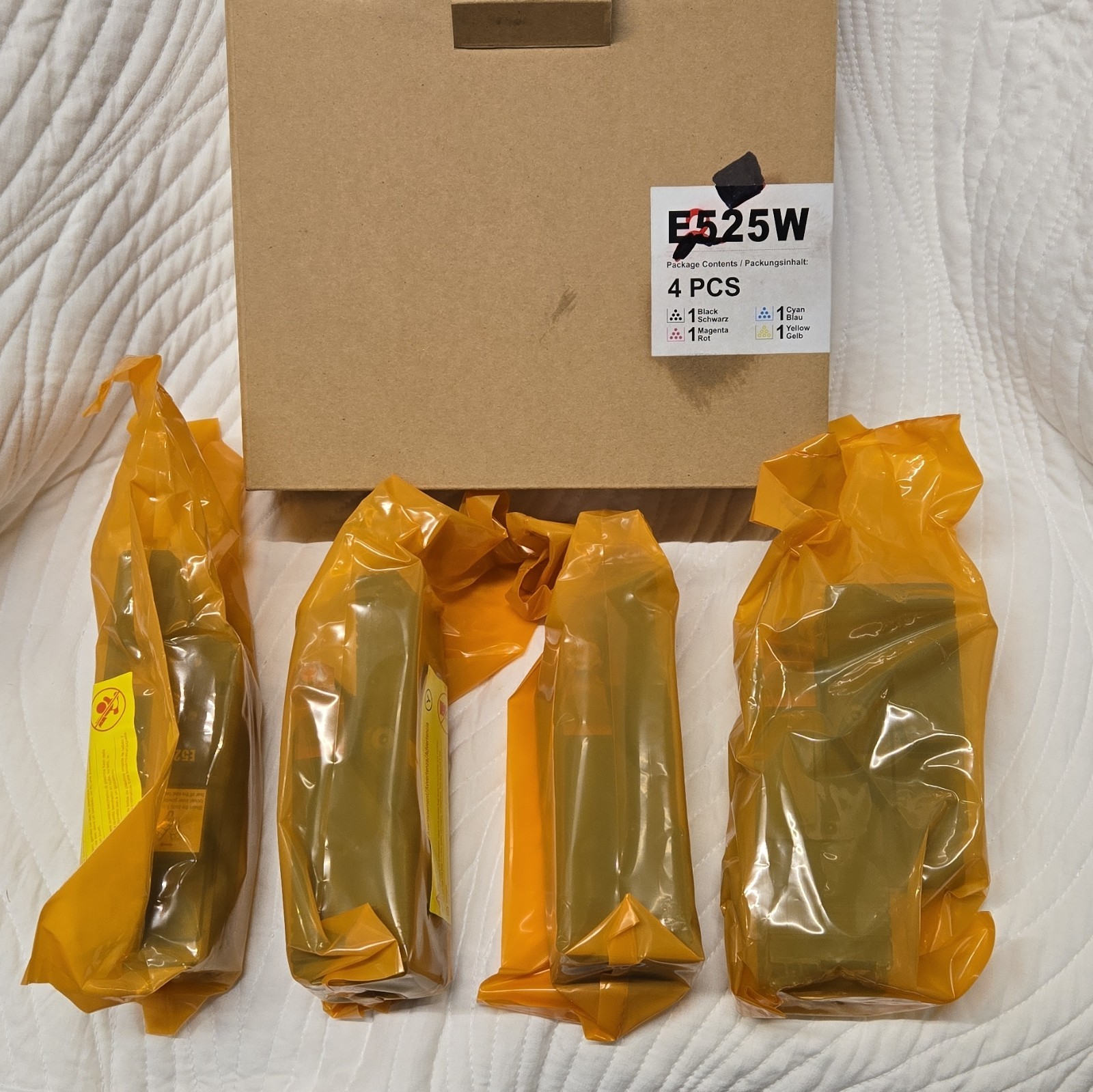 4 PK E525W BKCMY Toner Compatible for Dell 593-BBJX 593-BBJU 593-BBJV 593-BBJW