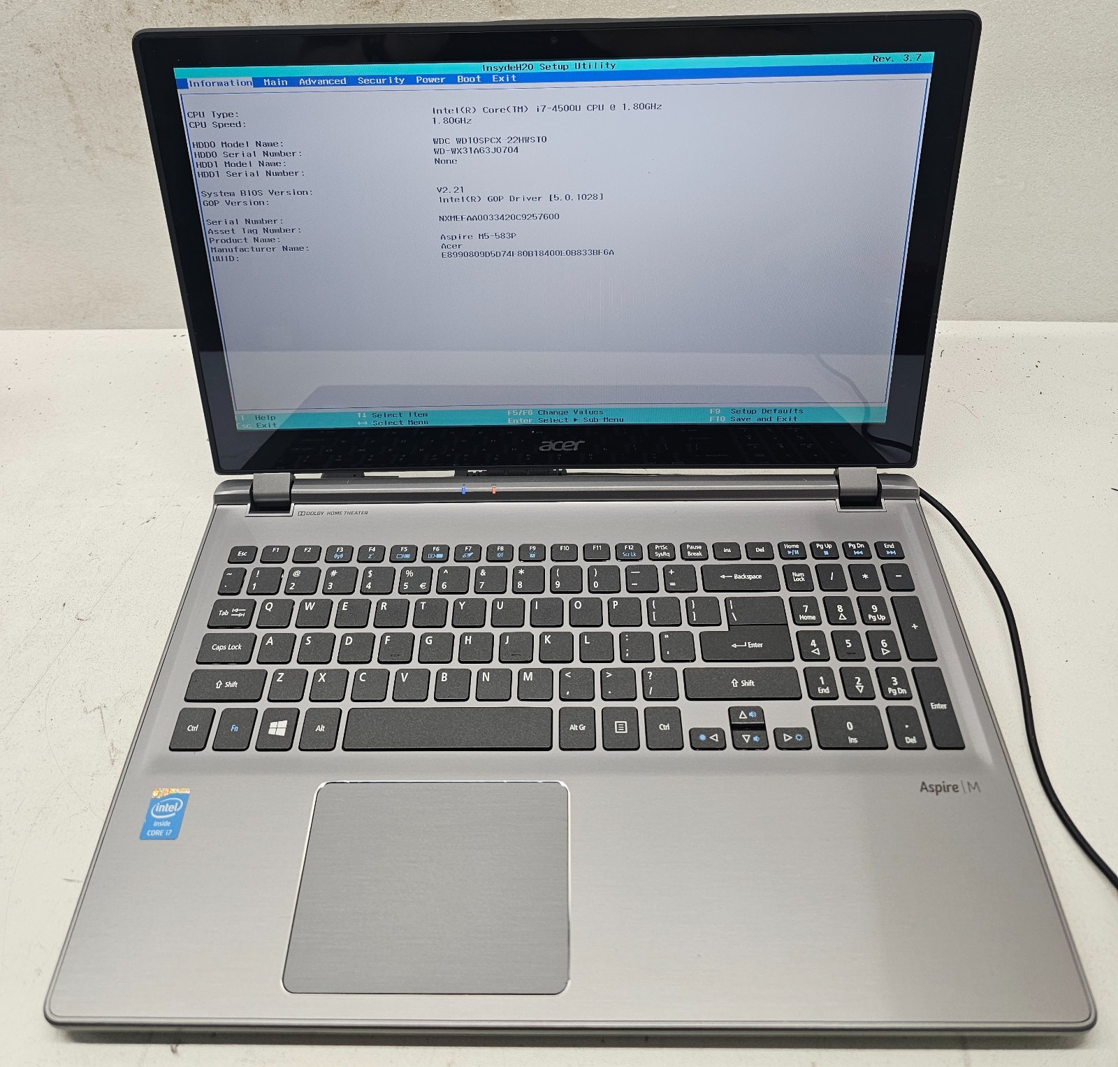 Acer Aspire M5-583P-9688 Laptop Intel Core i7-4500U 8GB Ram 1TB HDD NO OS (FL)