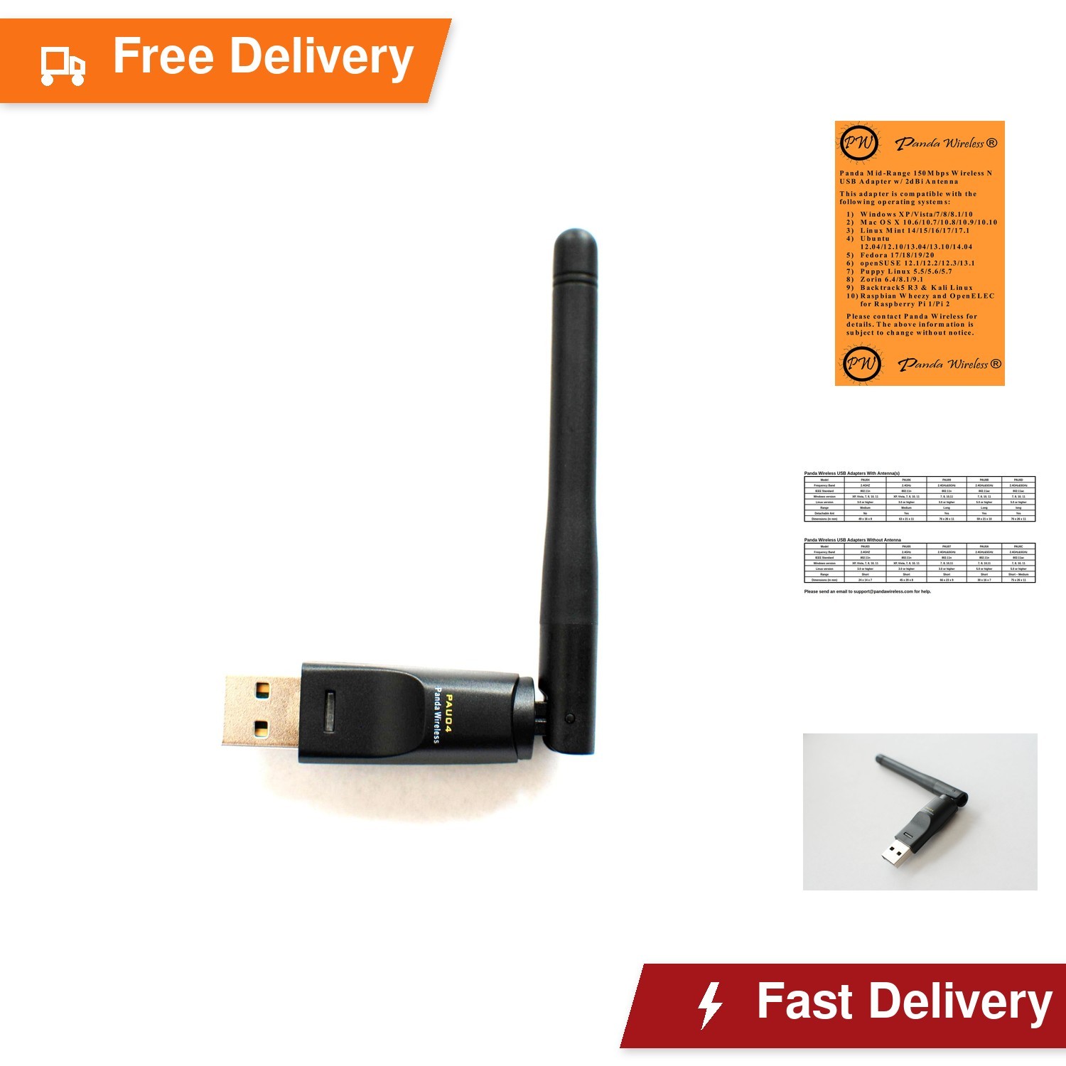 Panda Wireless Mid Range 150Mbps Wireless N USB Adapter w/ 2dBi Antenna -...