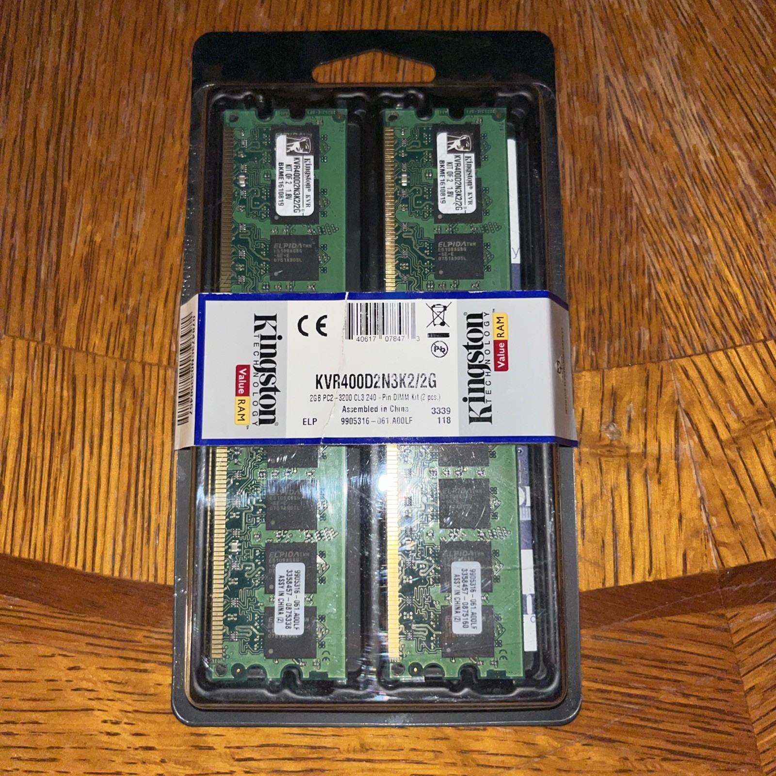Kingston 2GB (2x1GB) PC2-3200 DDR2 400MHz Desktop RAM Kit KVR400D2N3K2/2G New