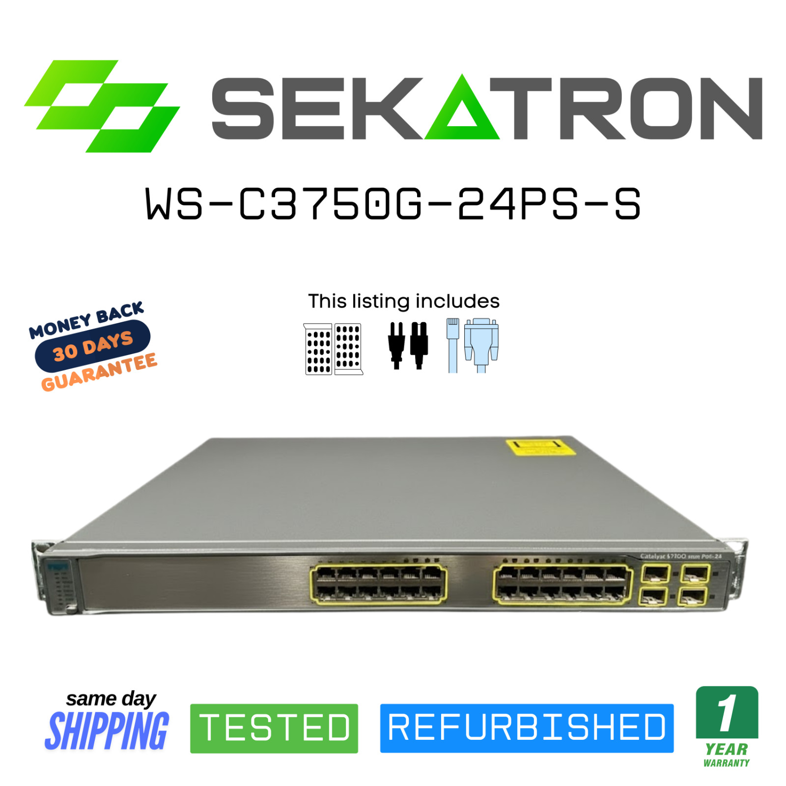 🔀 Cisco WS-C3750G-24PS-S • 24x PoE • Gigabit Stackable Switch ⚡FastShip