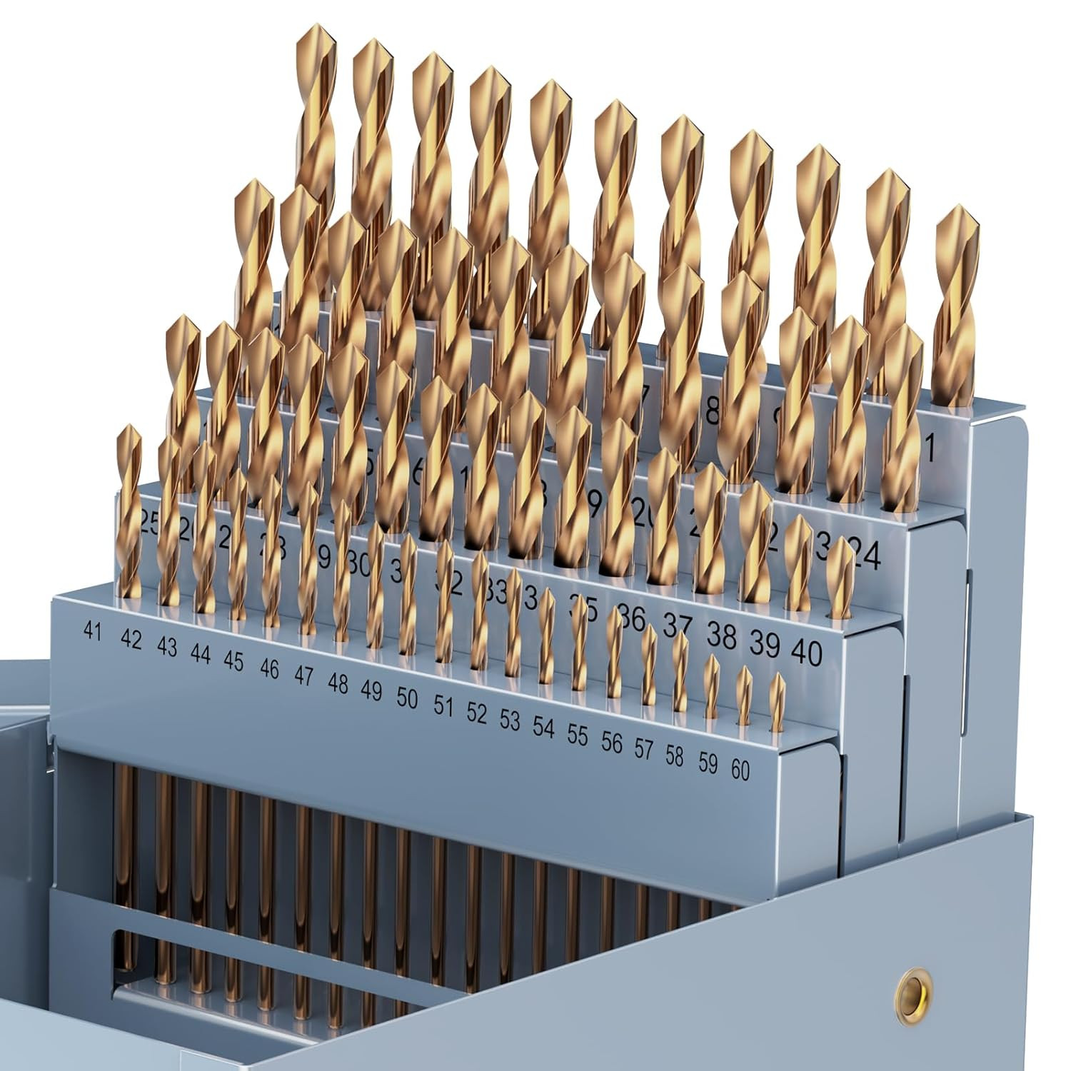 60Pcs(#1-60) Cobalt Number Size Drill Bit Set HSS Jobber Length