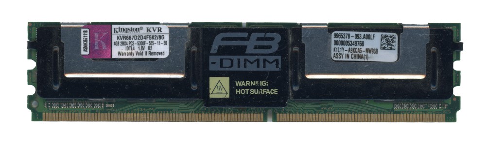 KINGSTON 8GB 2x4GB DDR2 2Rx4 PC2-5300F 667MHz KVR667D2D4F5K2/8G 9965378-093.A00L