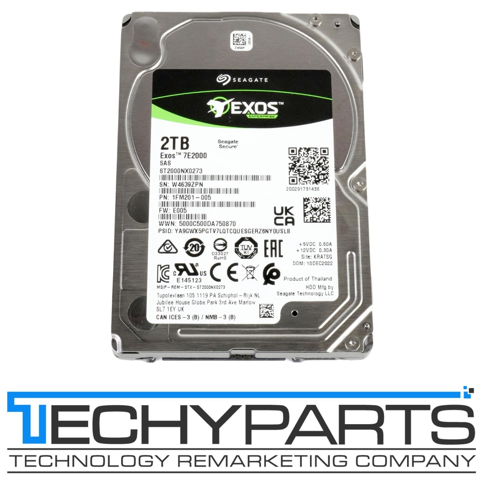 Seagate Exos 7E2000 2TB 7.2K 2.5" SAS 12Gb/s 128MB HDD ST2000NX0253 1FM201-005