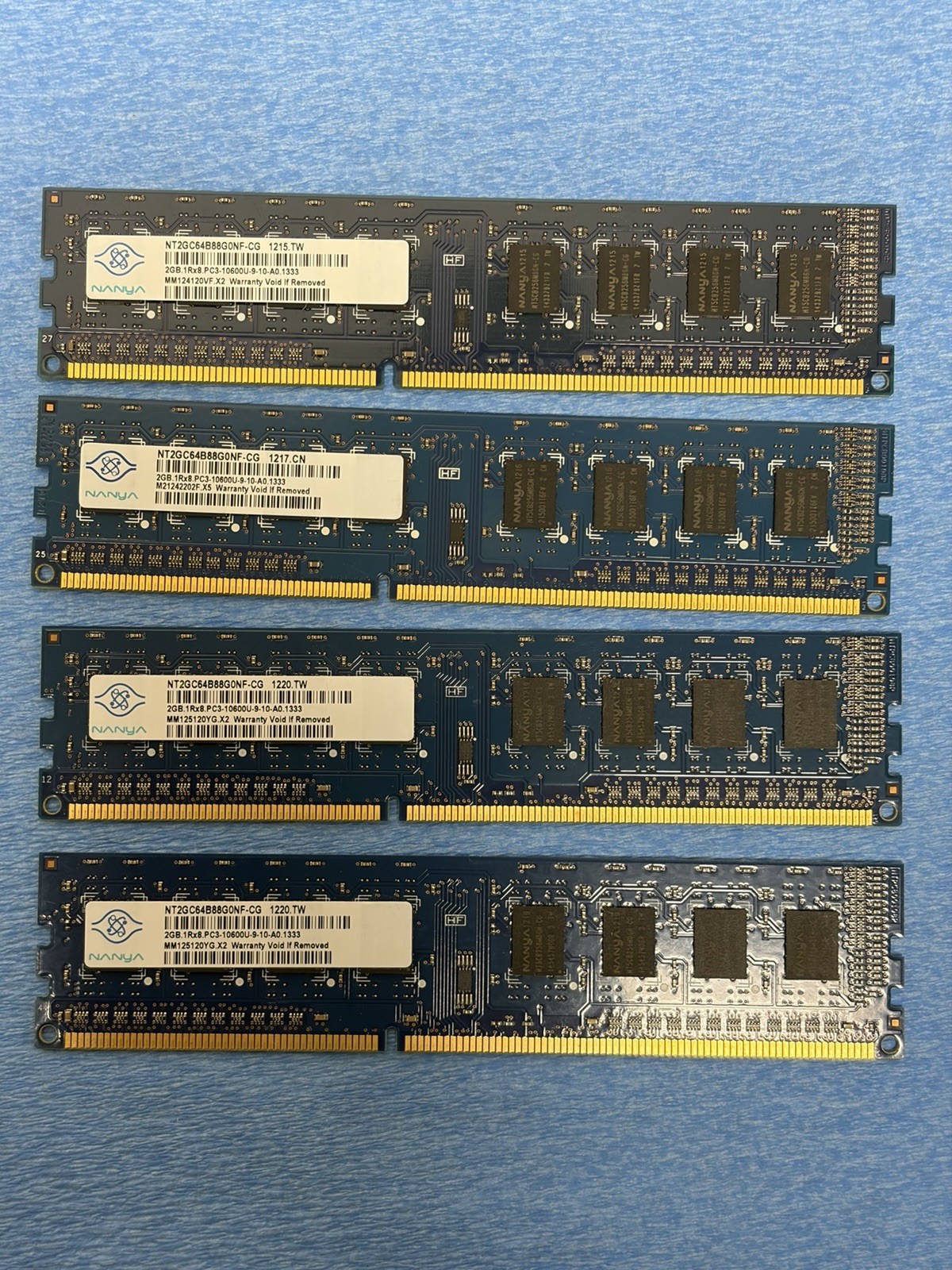 Nanya 2GB 1Rx8 PC3 RAM (qty 4)