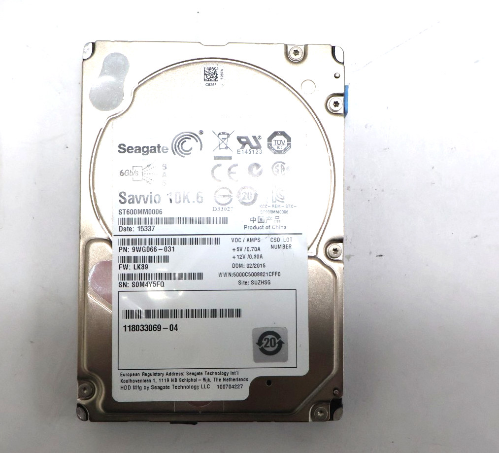 Seagate Savvio ST600MM0006 600GB 10K.6 6Gb/s SAS Hard Drive HDD 9WG066-031