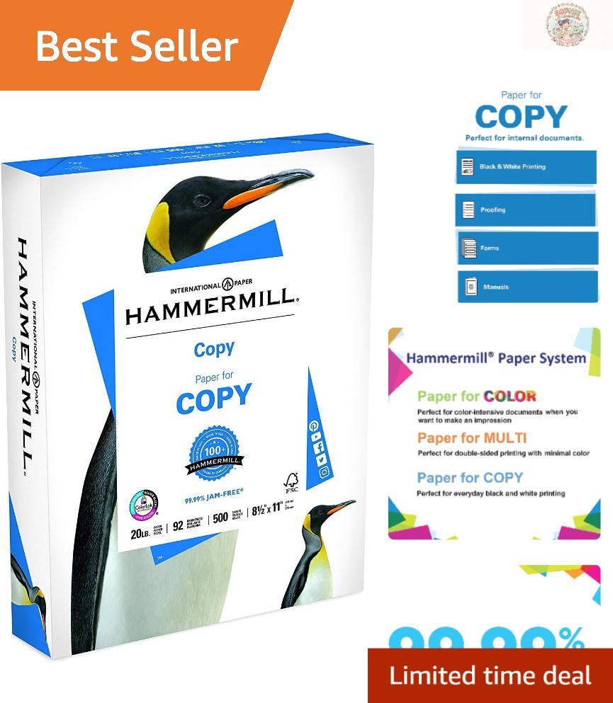 High-Quality 20 lb Copy Paper, 500 Sheets, 8.5x11 - Smooth Finish, JAM-FREE