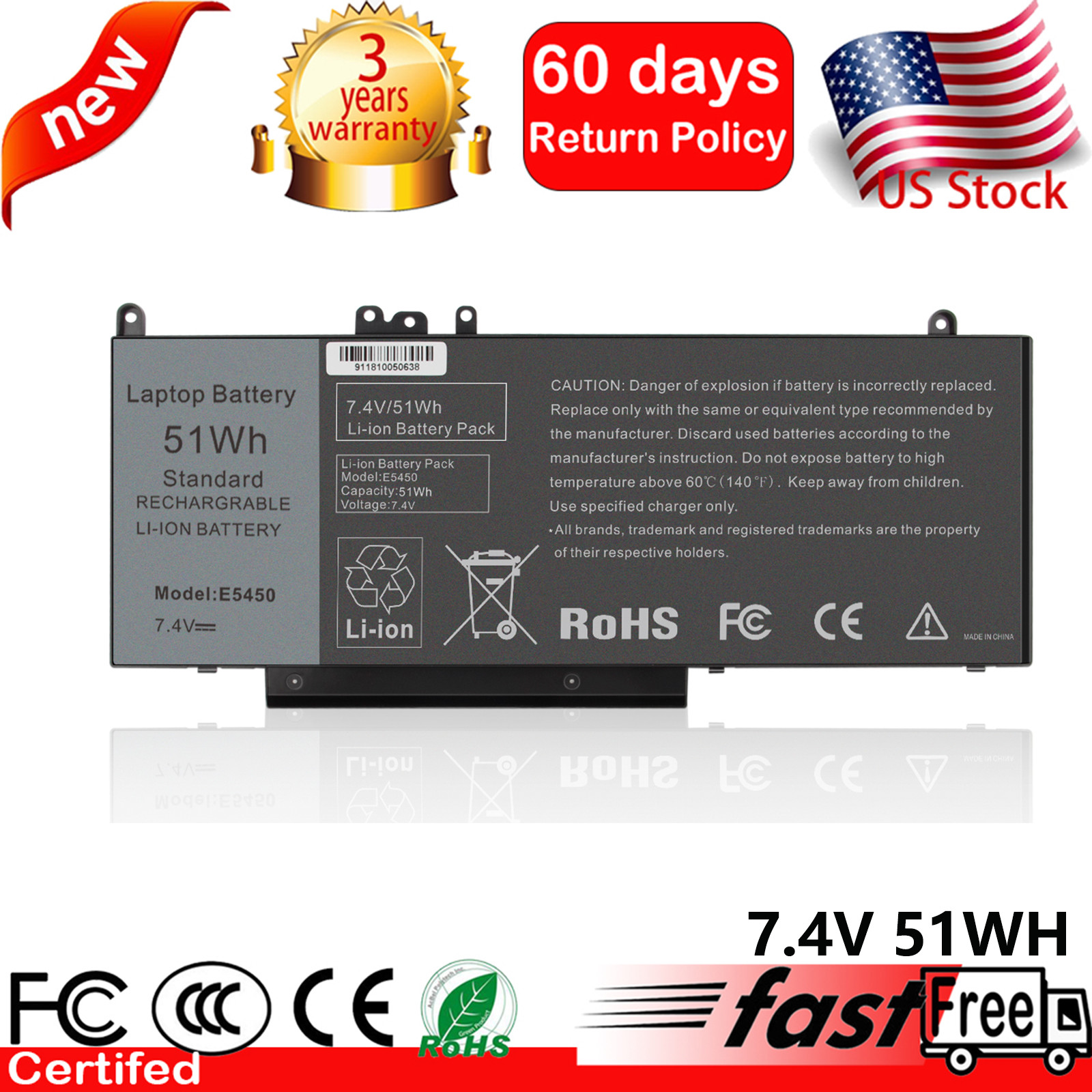 G5M10 Battery for Dell Latitude 14 E5450 5450 15 E5550 5550 12 E5250 3150 3160