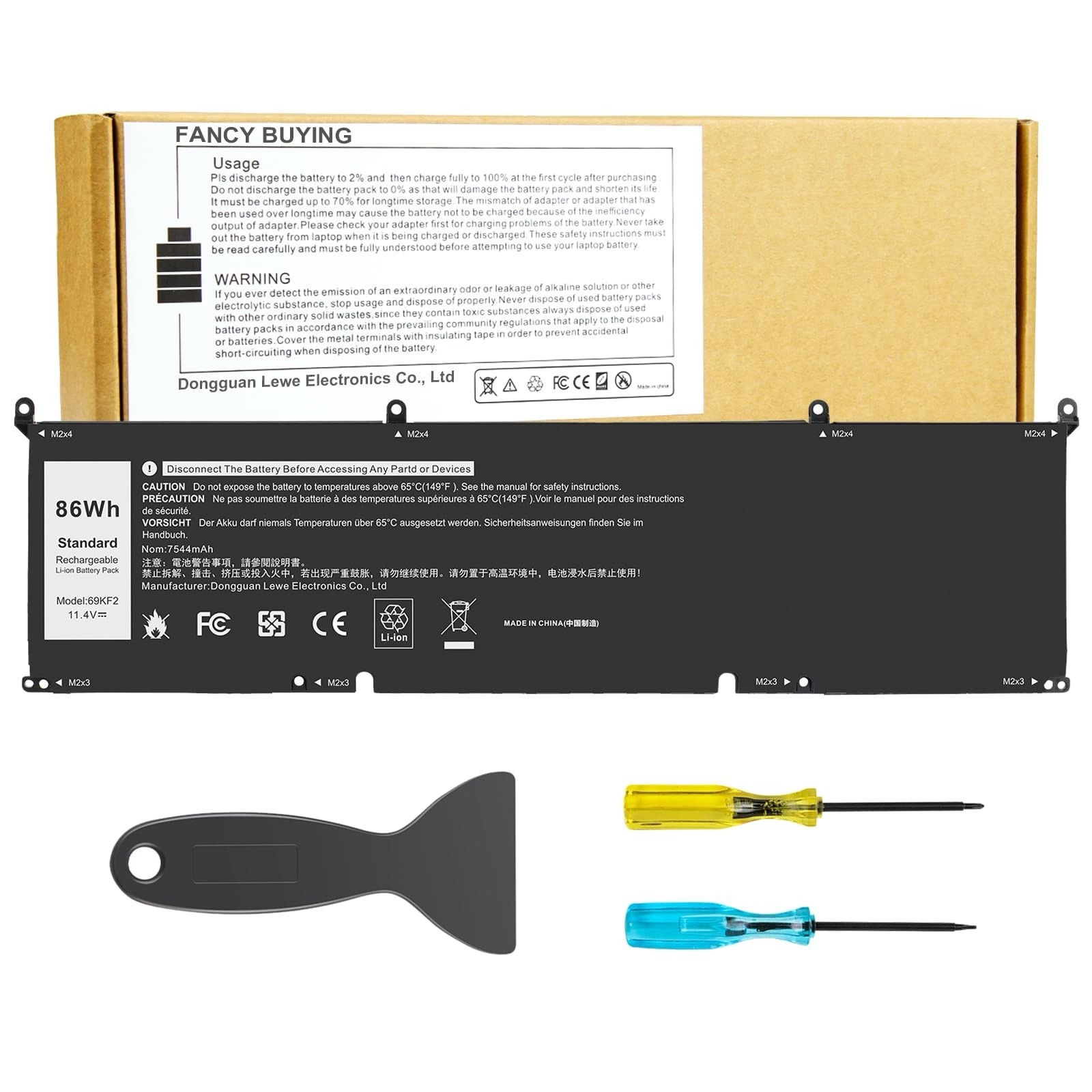 OEM Genuine 86WH 69KF2 Battery For Dell XPS 15 9500 Precision 5550 M59JH M15 M17