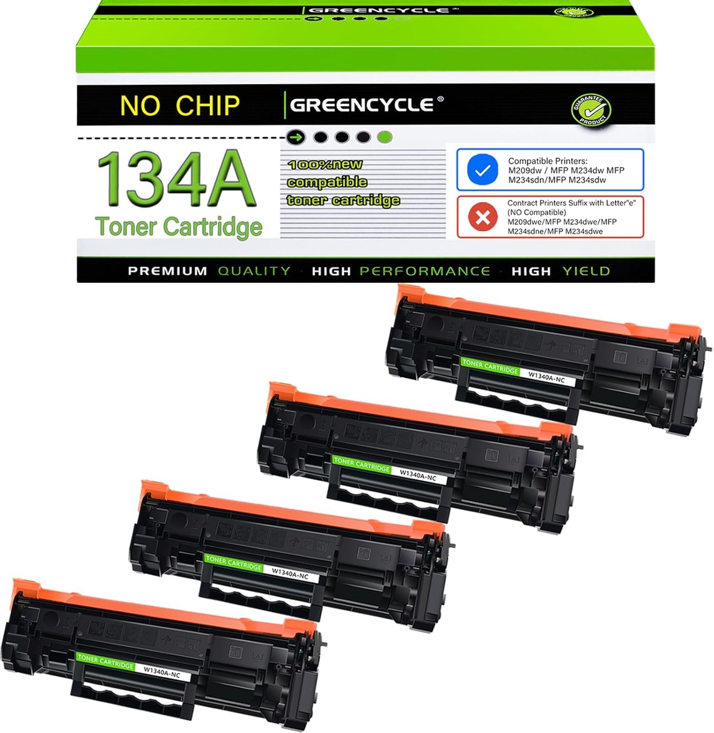 NO CHIP W1340A : 4PK Toner for HP 134A LaserJet M209 M209dw MFP M234dwe M234dw