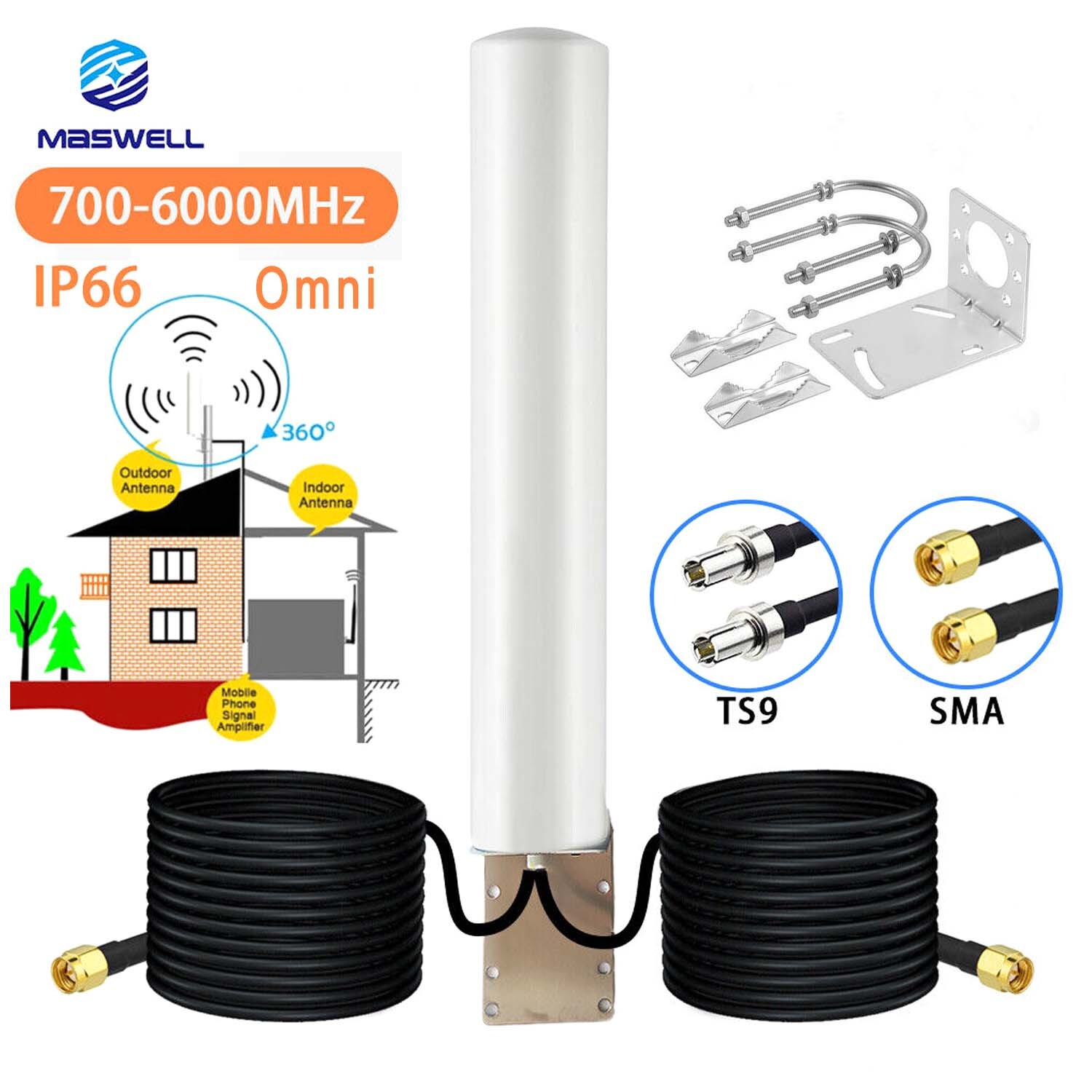 4G 5G LTE 2X2 MIMO Router Antenna Outdoor 700-6000MHz for T‐Mobile Verizon AT&T