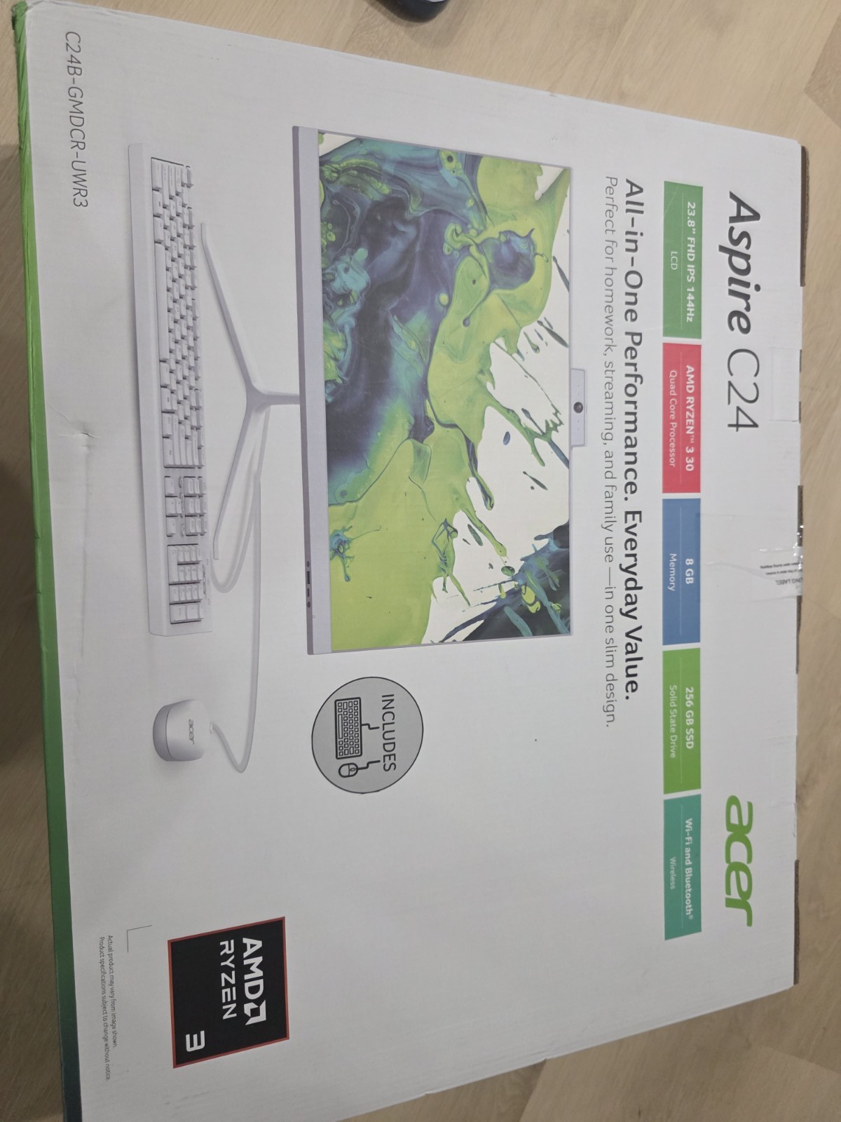 Acer Aspire C24 All-in-One Desktop AMD Ryzen 3 30, 8GB, 256GB SSD, Windows 11