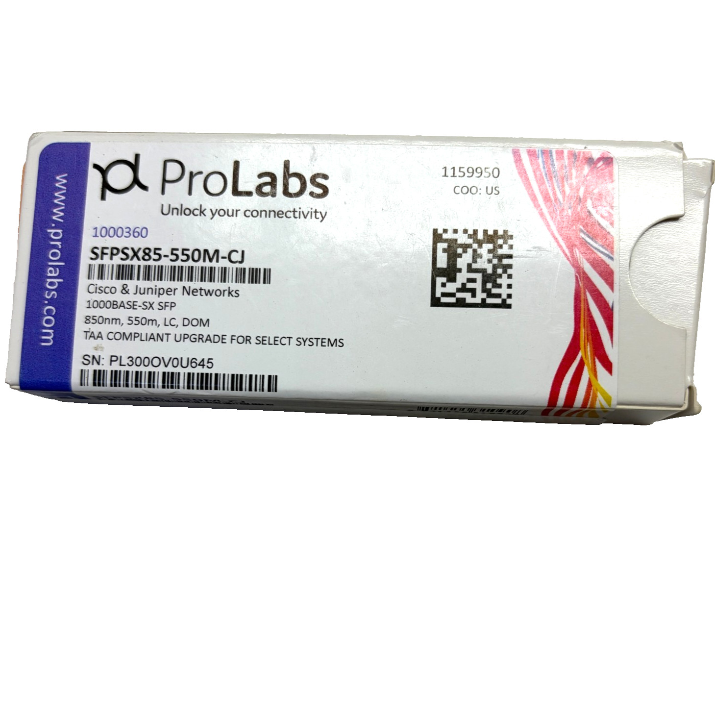 Prolabs 1000360 SFPSX85-550M-CJ for Cisco & Juniper Networks 1000Base-SX SFP MMF
