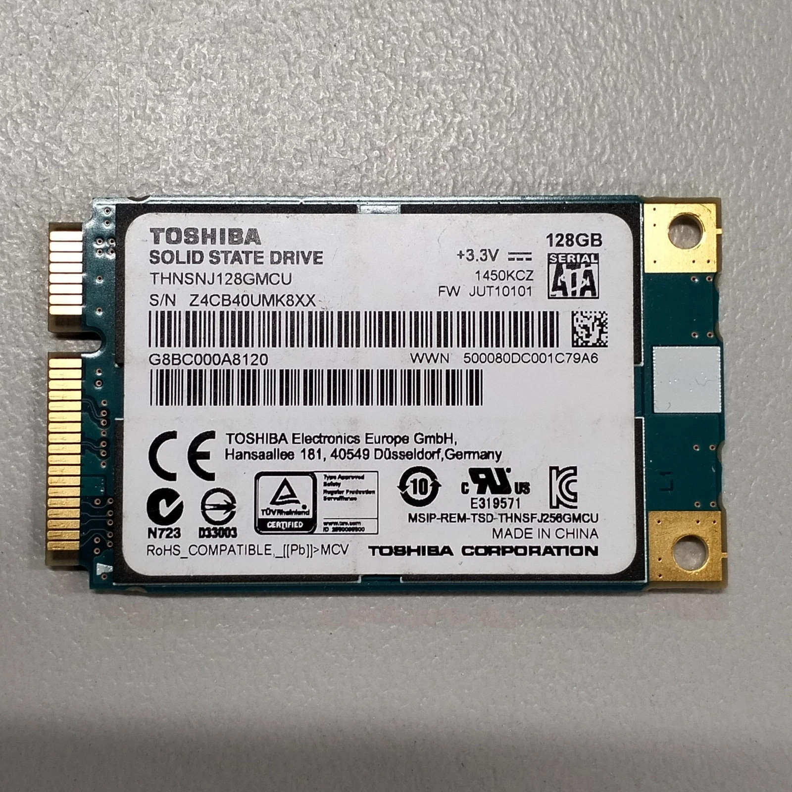 For Toshiba HG6 128GB mSATA MLC Solid State SSD THNSNJ128GMCU G8BC000A8120