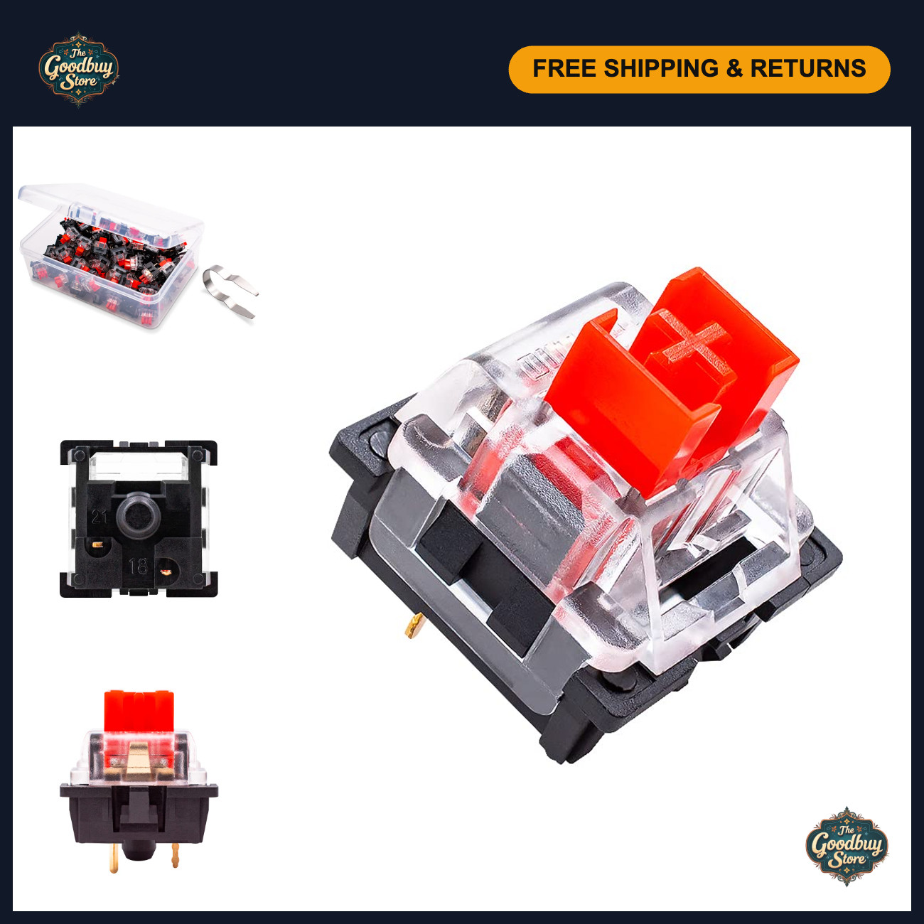 Red Mechanical Keyboard Switches - 3-Pin Linear, 45g Force, Hot-Swappable, Dustp