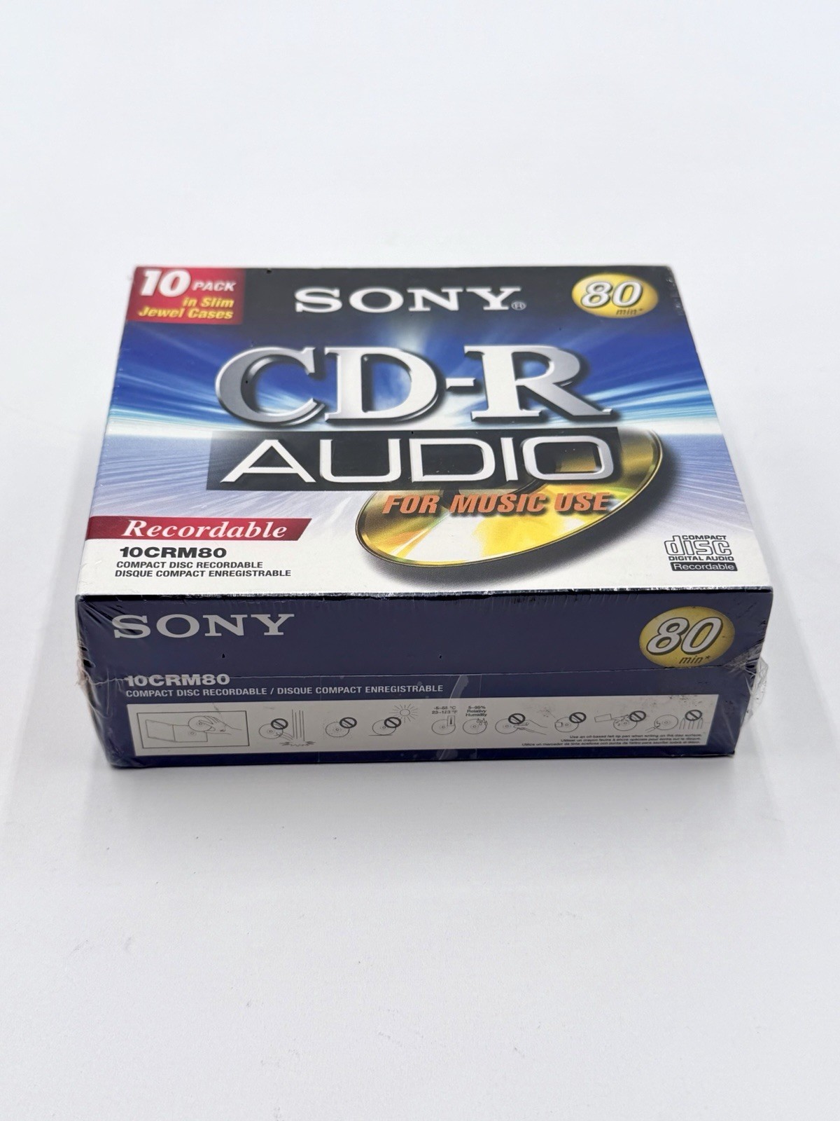 Sony CD-R Audio Recordable 80 Min 10CRM80 10 Pack Slim Jewel Cases SEALED