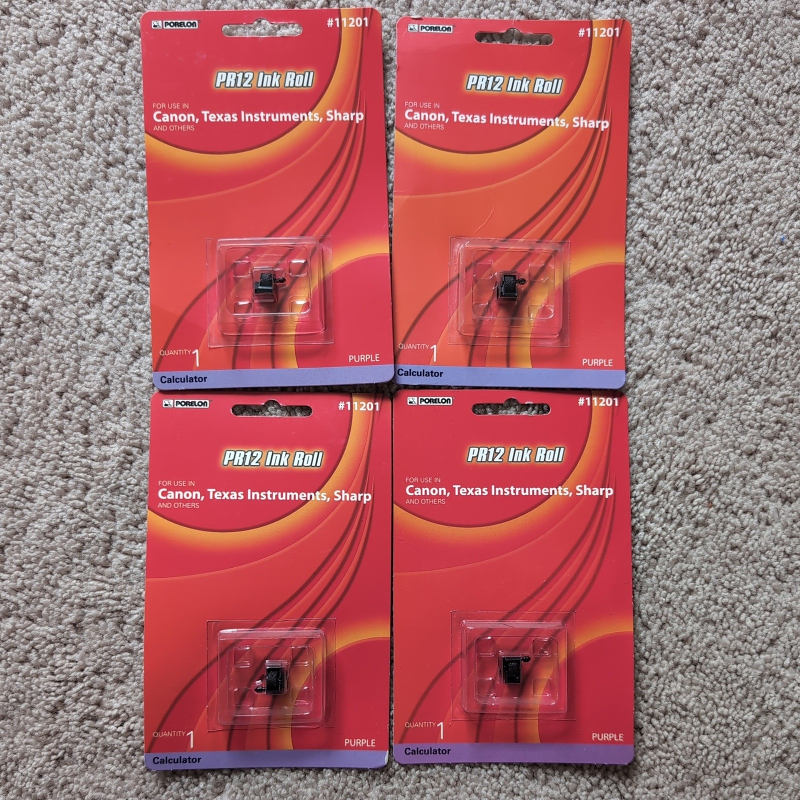 4x Porelon 11201 PR12 Calculator Ink Roll for Canon, Texas Instruments, Sharp