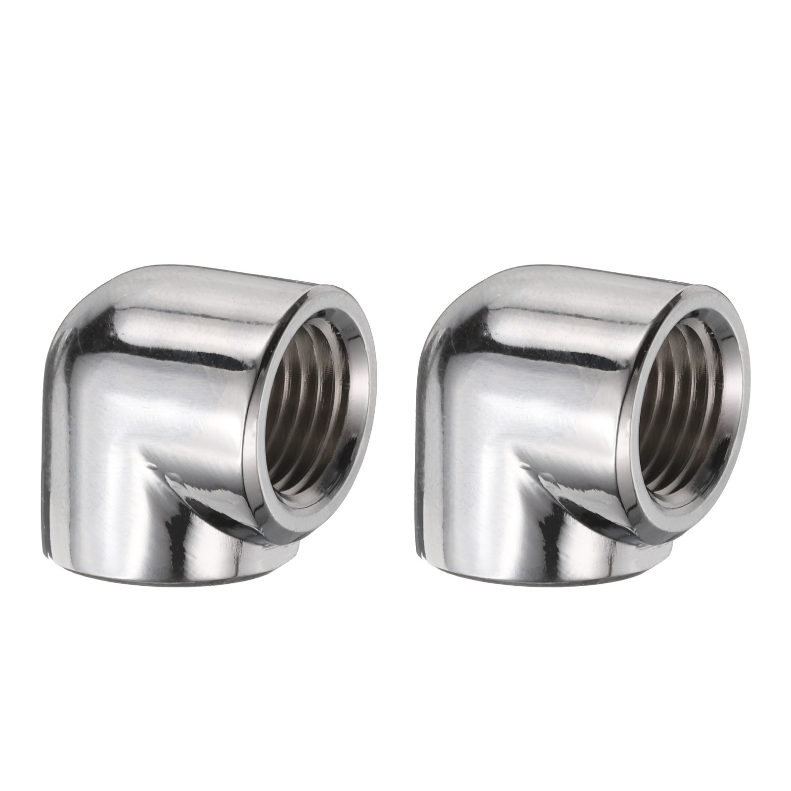 2pcs 90° Elbow G1/4" Thread Female to Female Extender Connector Fitting Silver