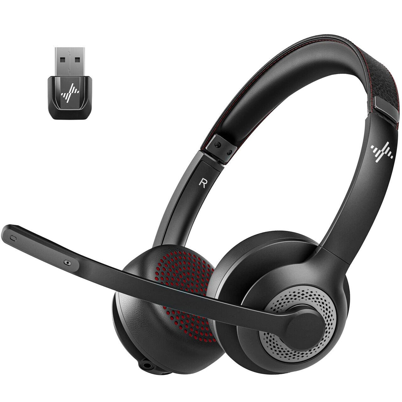Wireless Headset with Mic for Work, Bluetooth V5.2 Headphones with AI Noise Canc