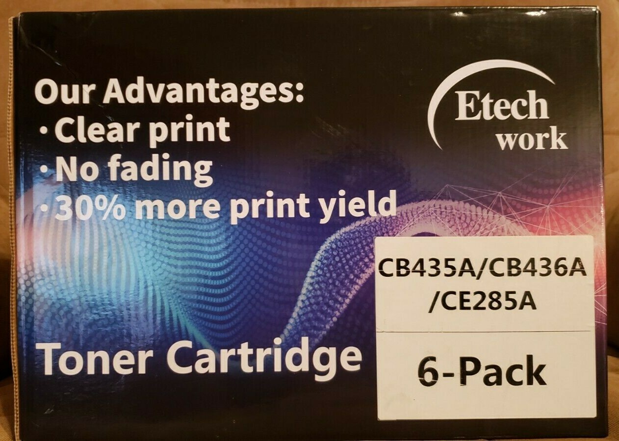 Etech Work Laser Printer Toner Cartridge CB435a/CB436a/CE285a 6 Pack NEW LOT